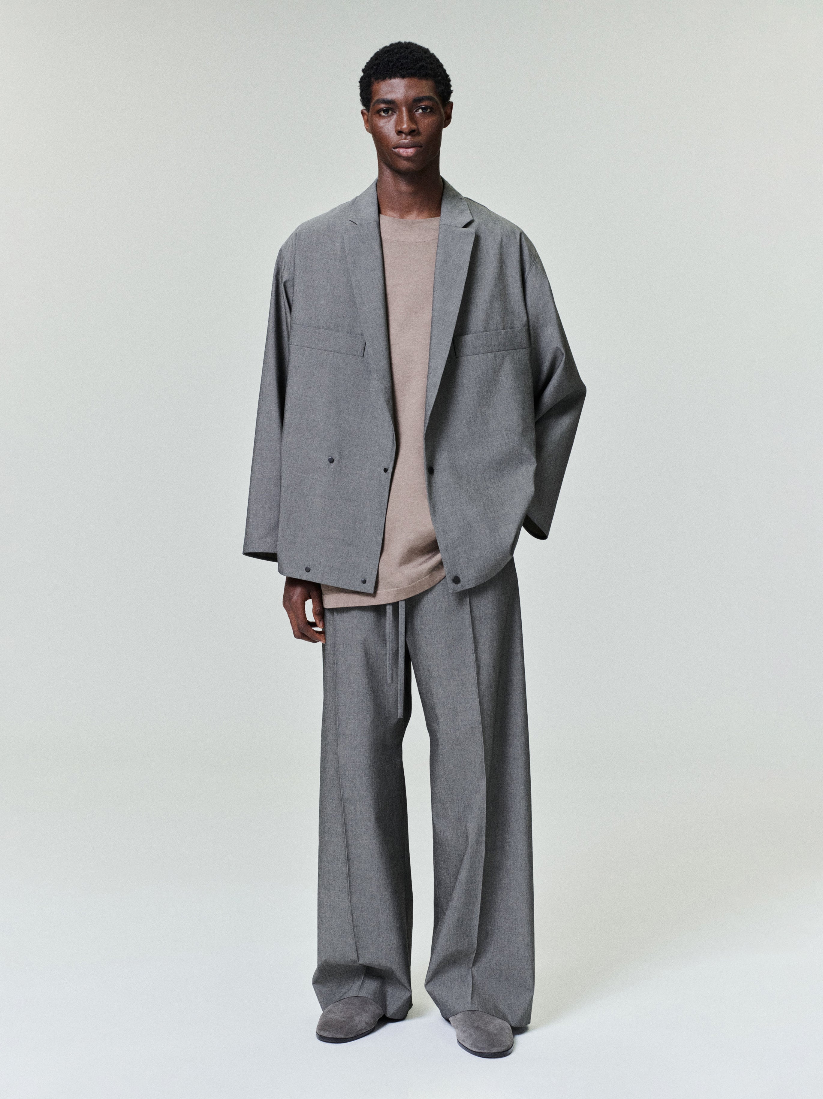 Essentials Cotton Wool Oxford Shirt Jacket Willow