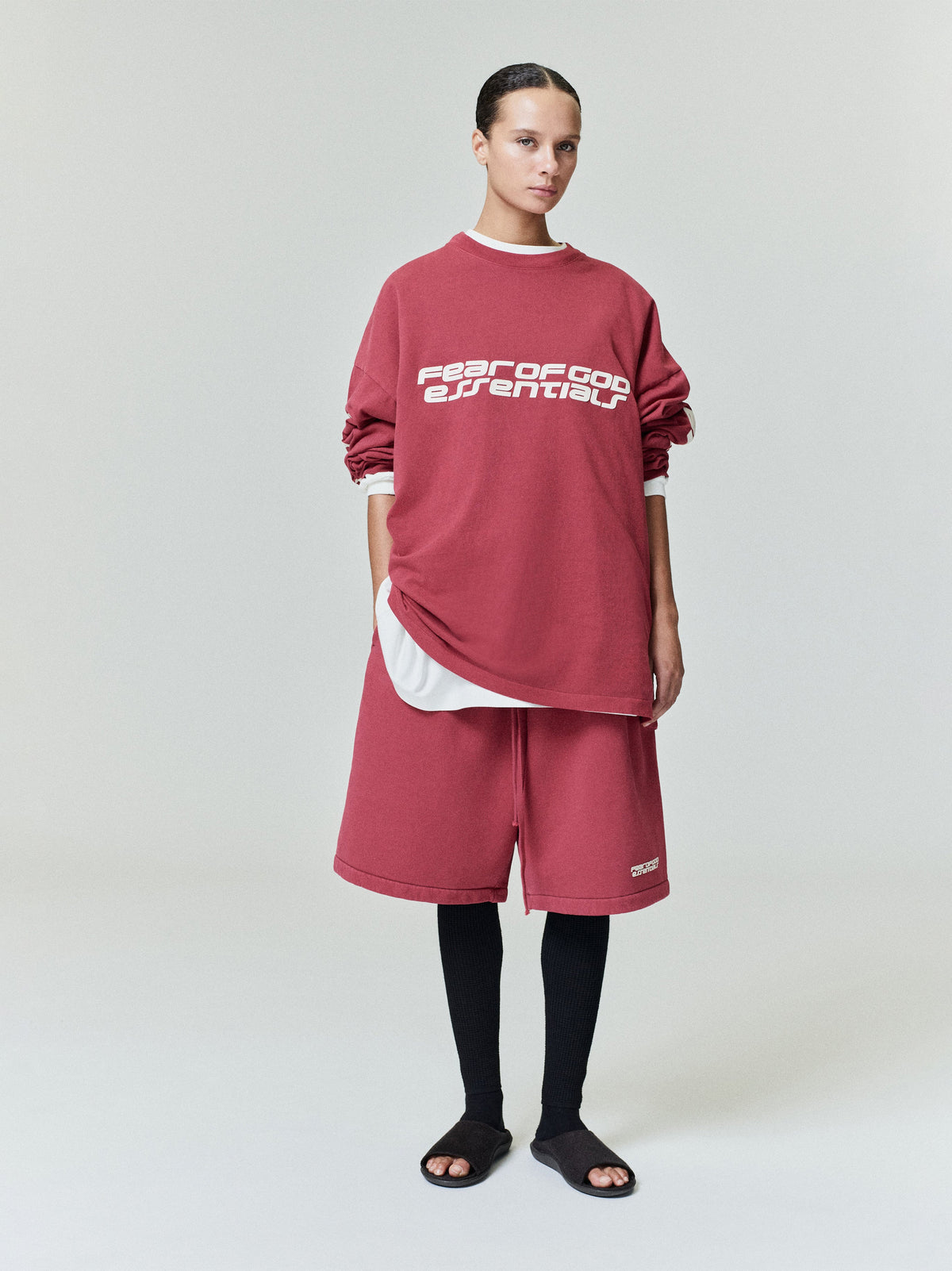 Essentials 90S Long Sleeve Tee Crimson