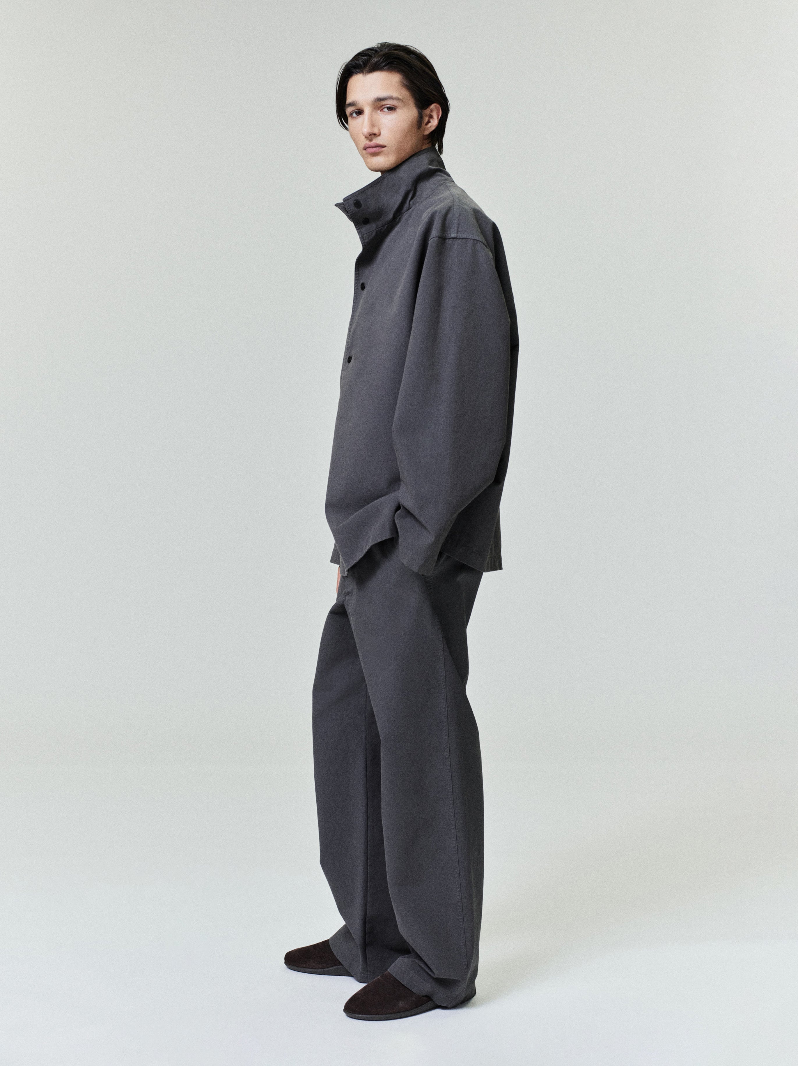 Essentials Garment Dyed Cotton Sport Jacket Dark Grey