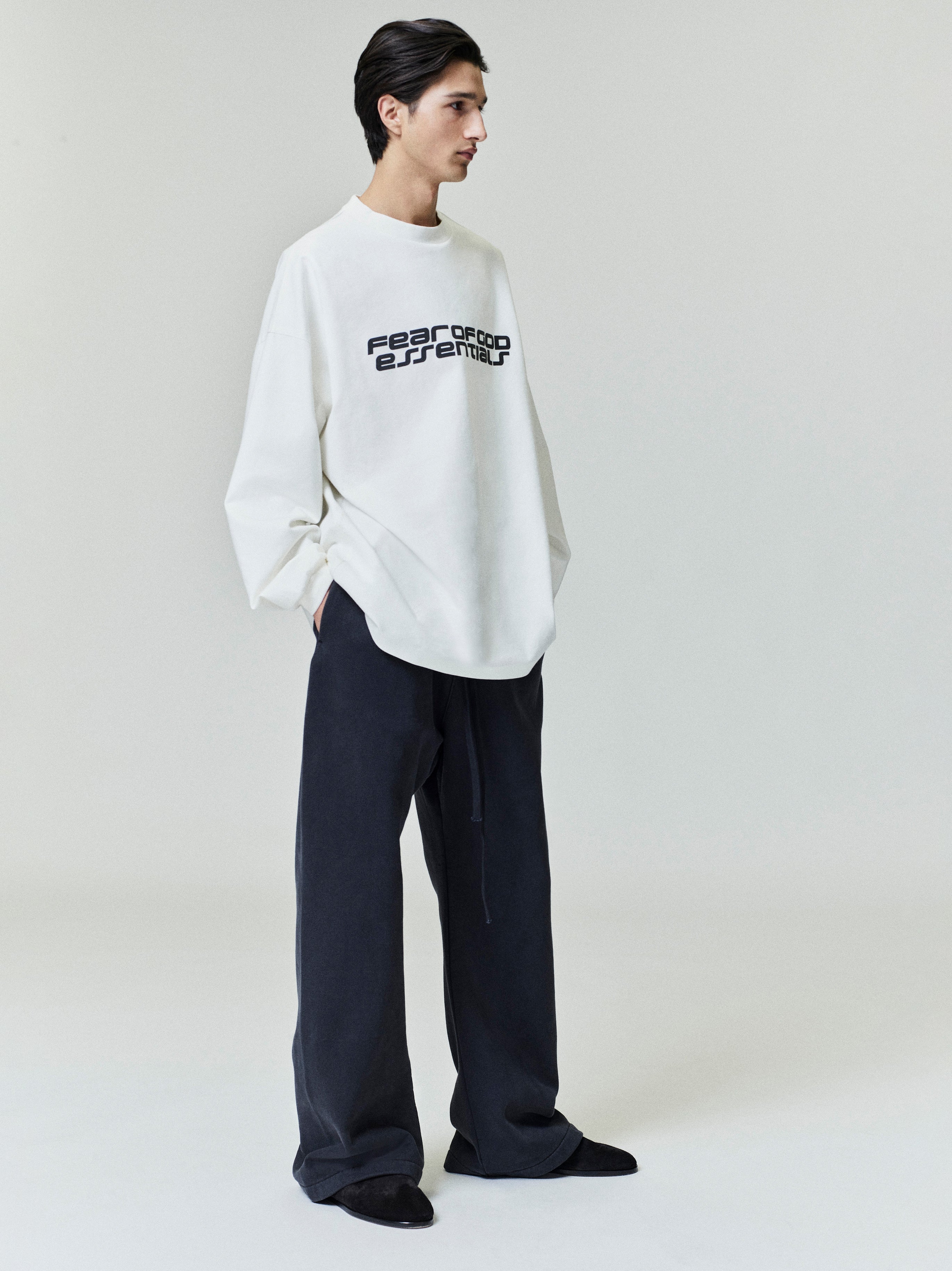 Essentials Ponte 90S Long Sleeve Tee Ivory
