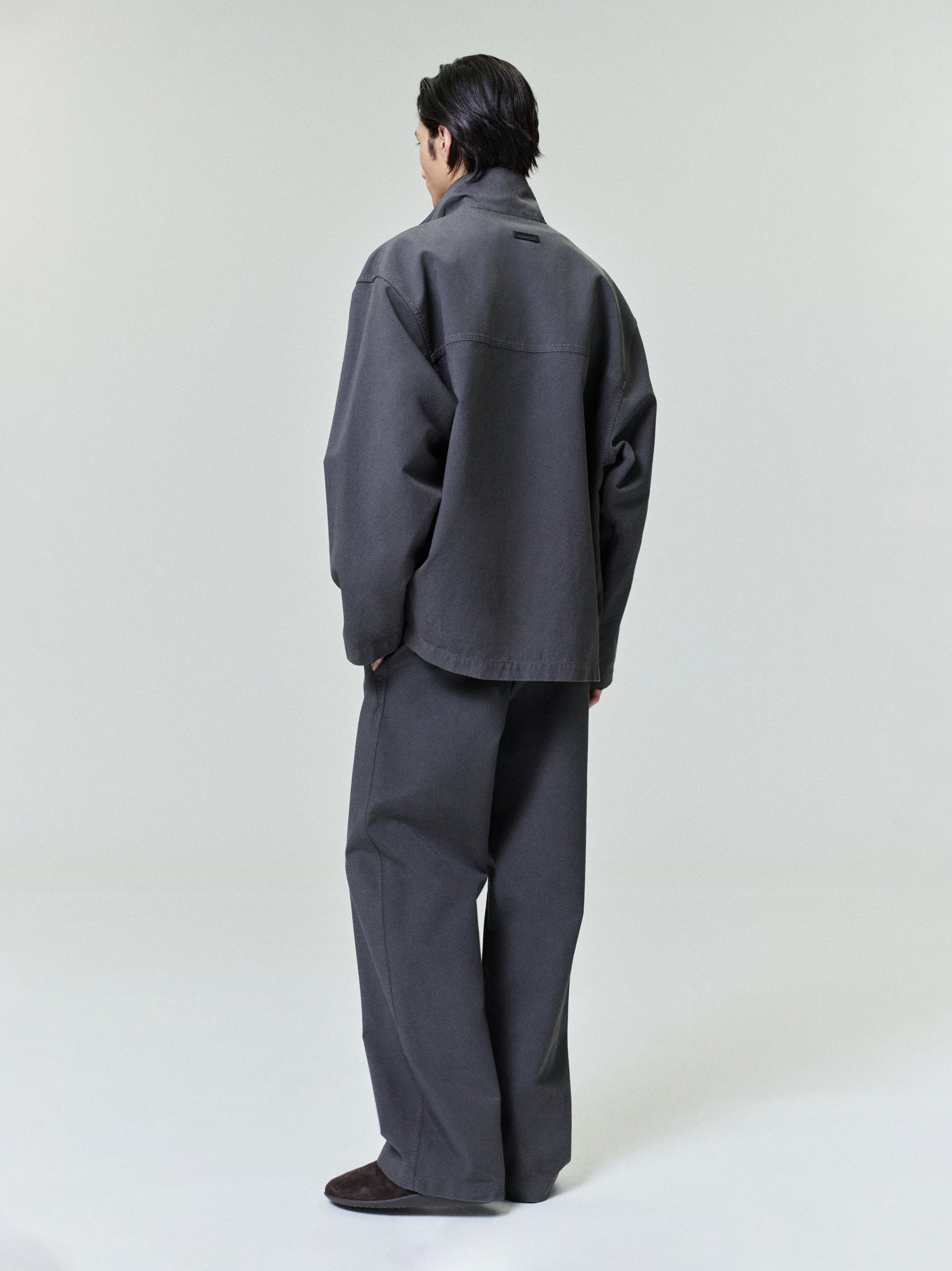 Essentials Garment Dyed Cotton Sport Jacket Dark Grey