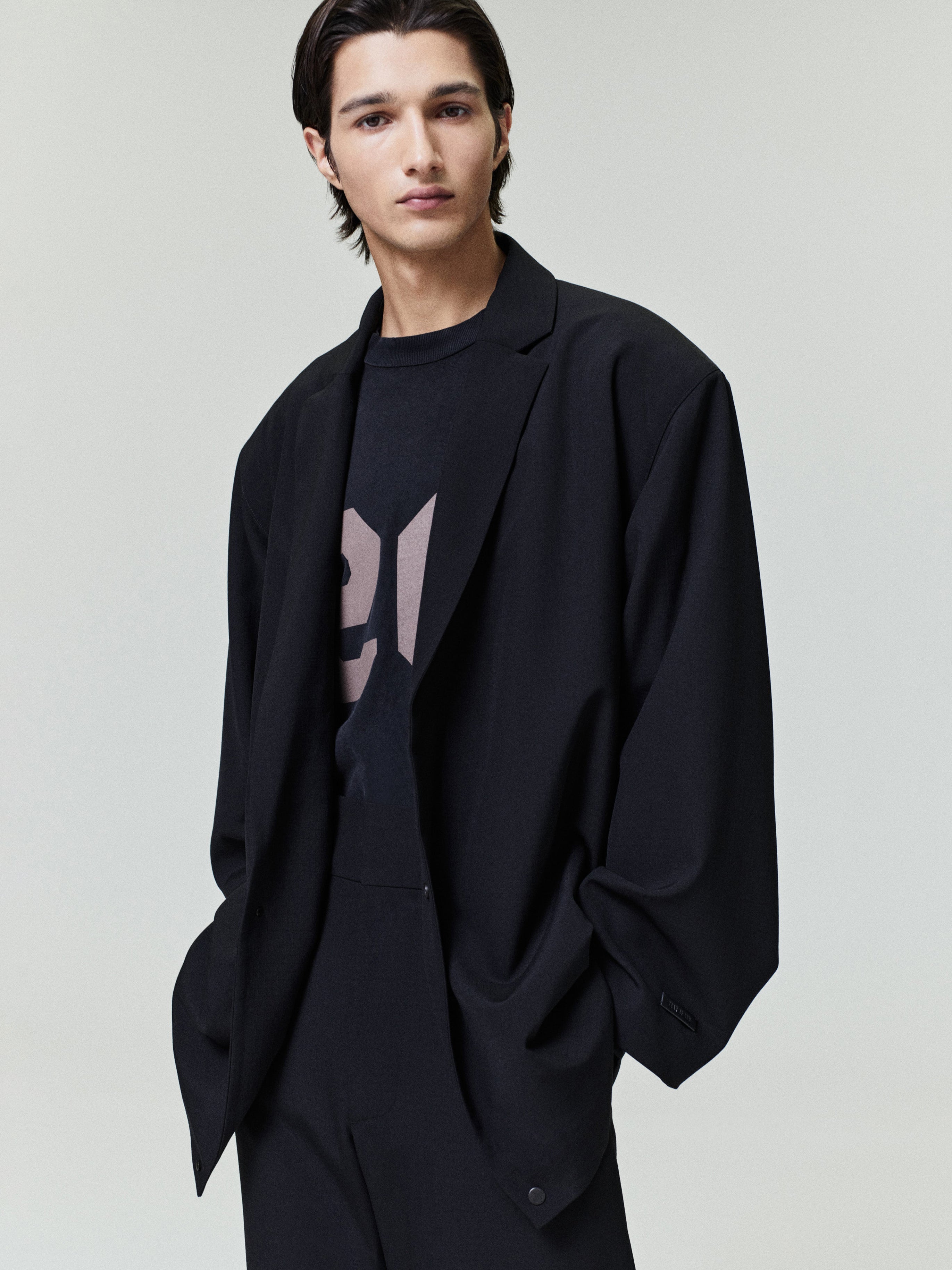 Essentials Wool Ripstop Relaxed Long Jacket Black India | Kicks