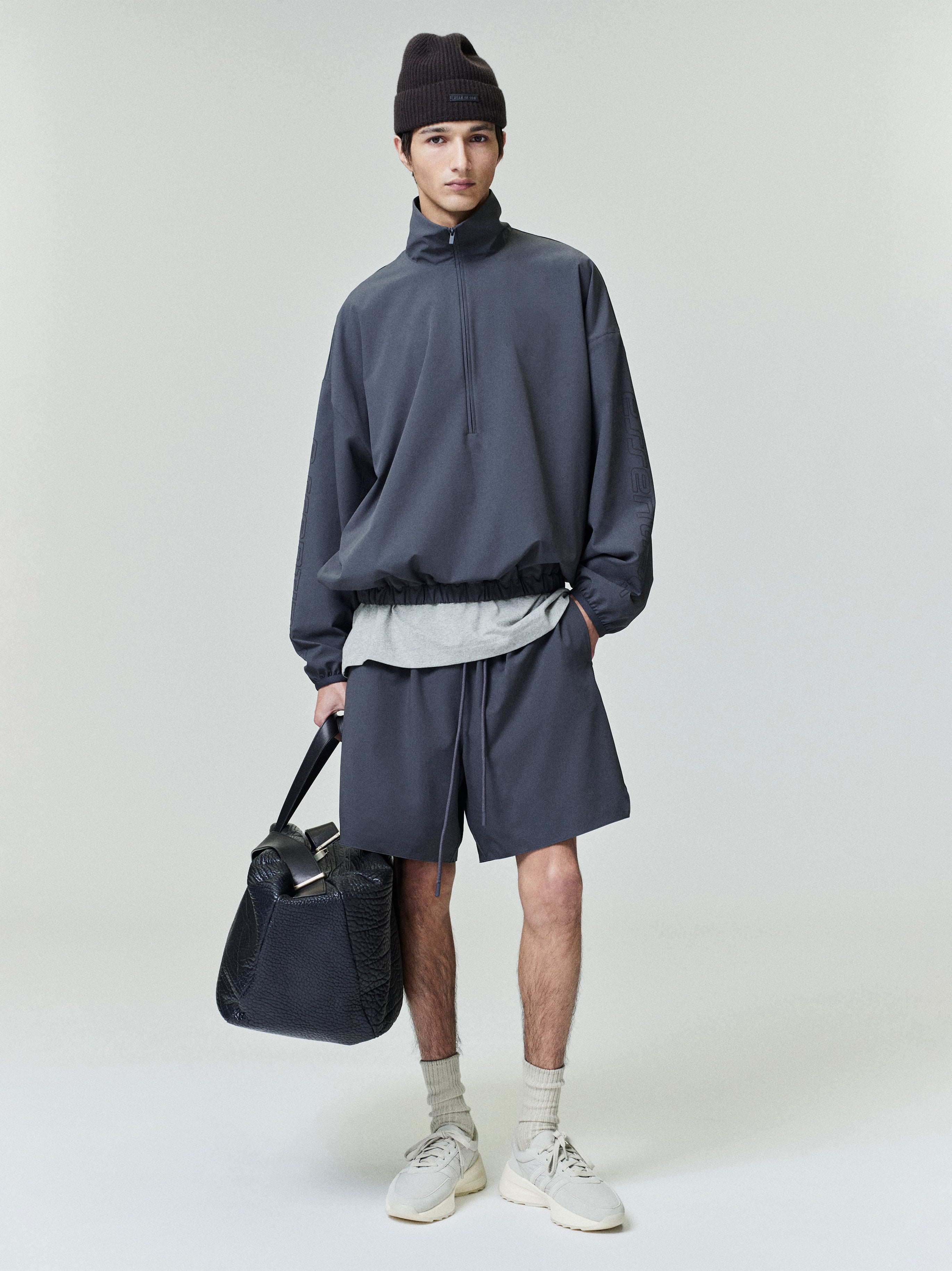 Essentials Tech Nylon Half Zip Track Jacket Iron Grey