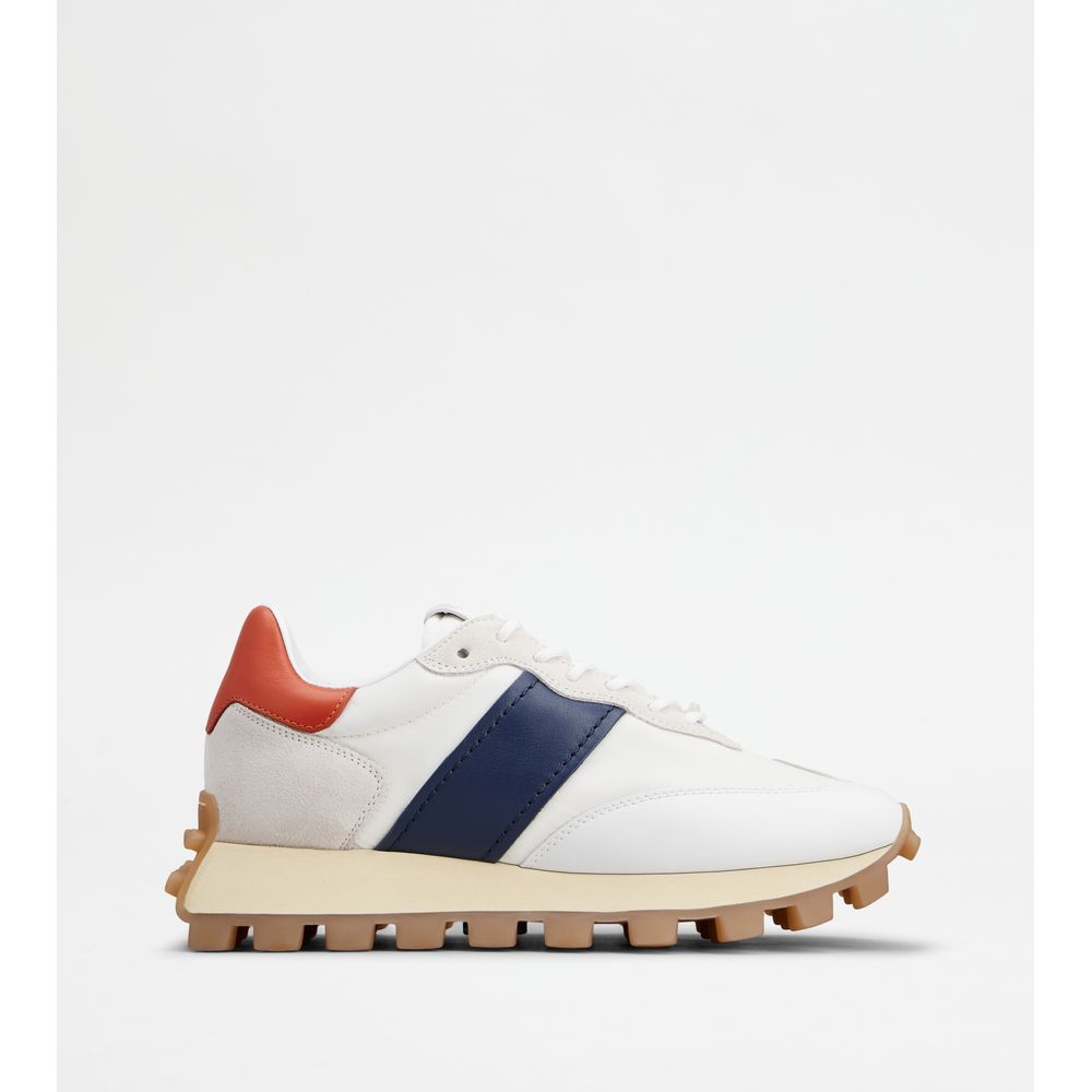 Tods Sneakers Tods 1T In Leather And Fabric White Blue Orange Womens
