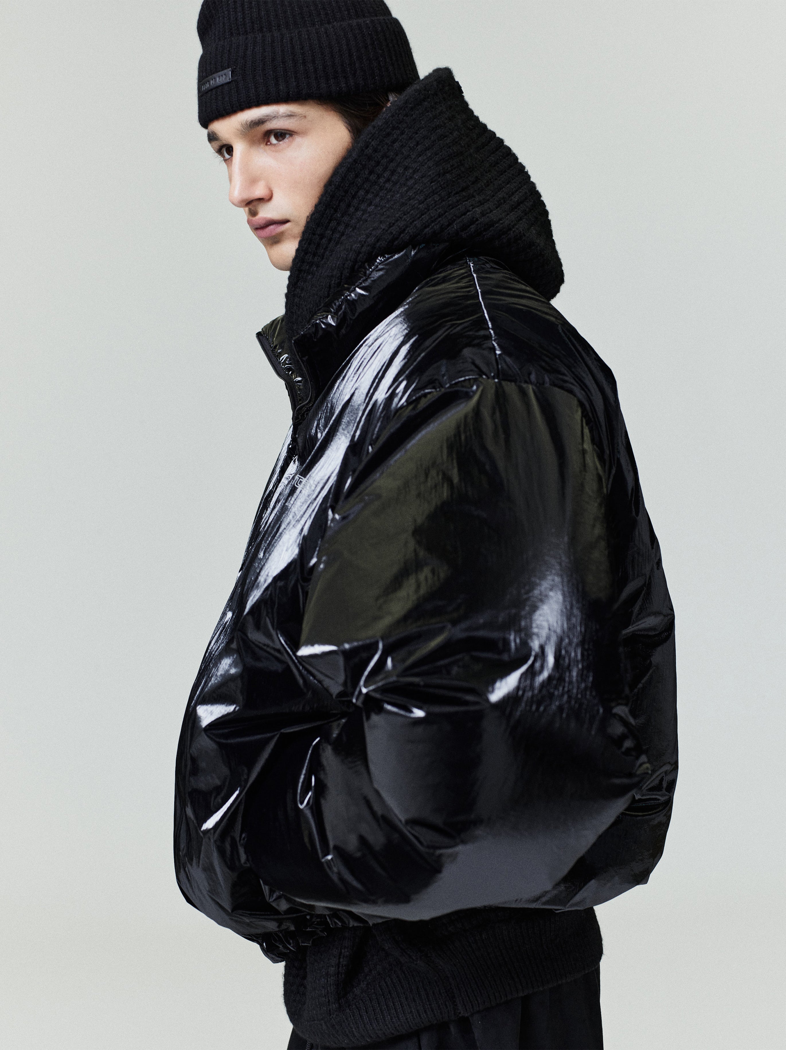 Essentials Ripstop Nylon Puffer Jacket Metallic Black