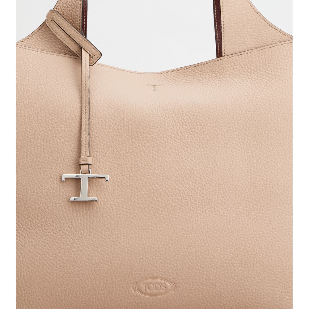 Tods Shopping Bag In Leather Medium Pink