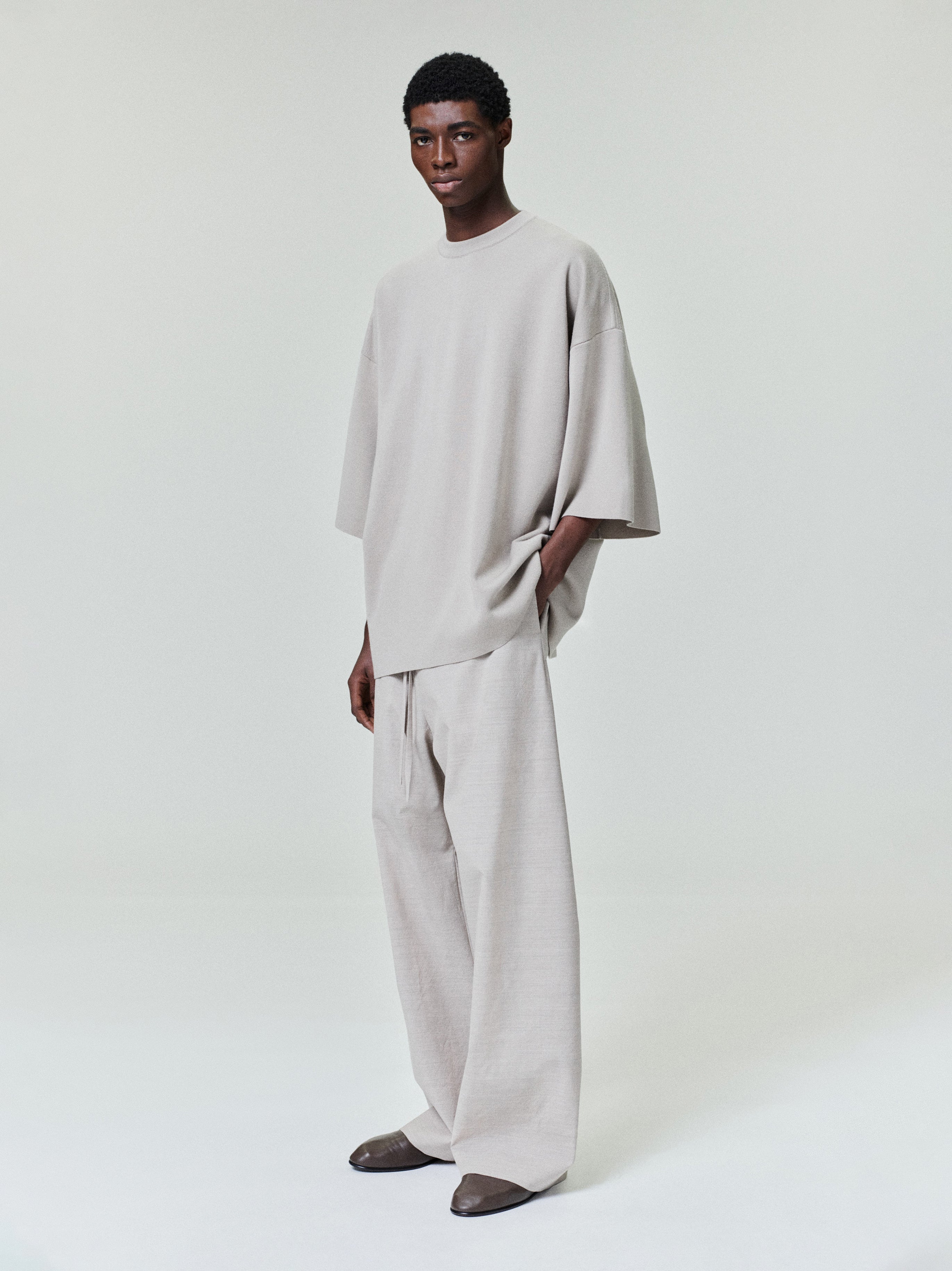 Essentials Merino Milano Knit Tee Dusty Beige