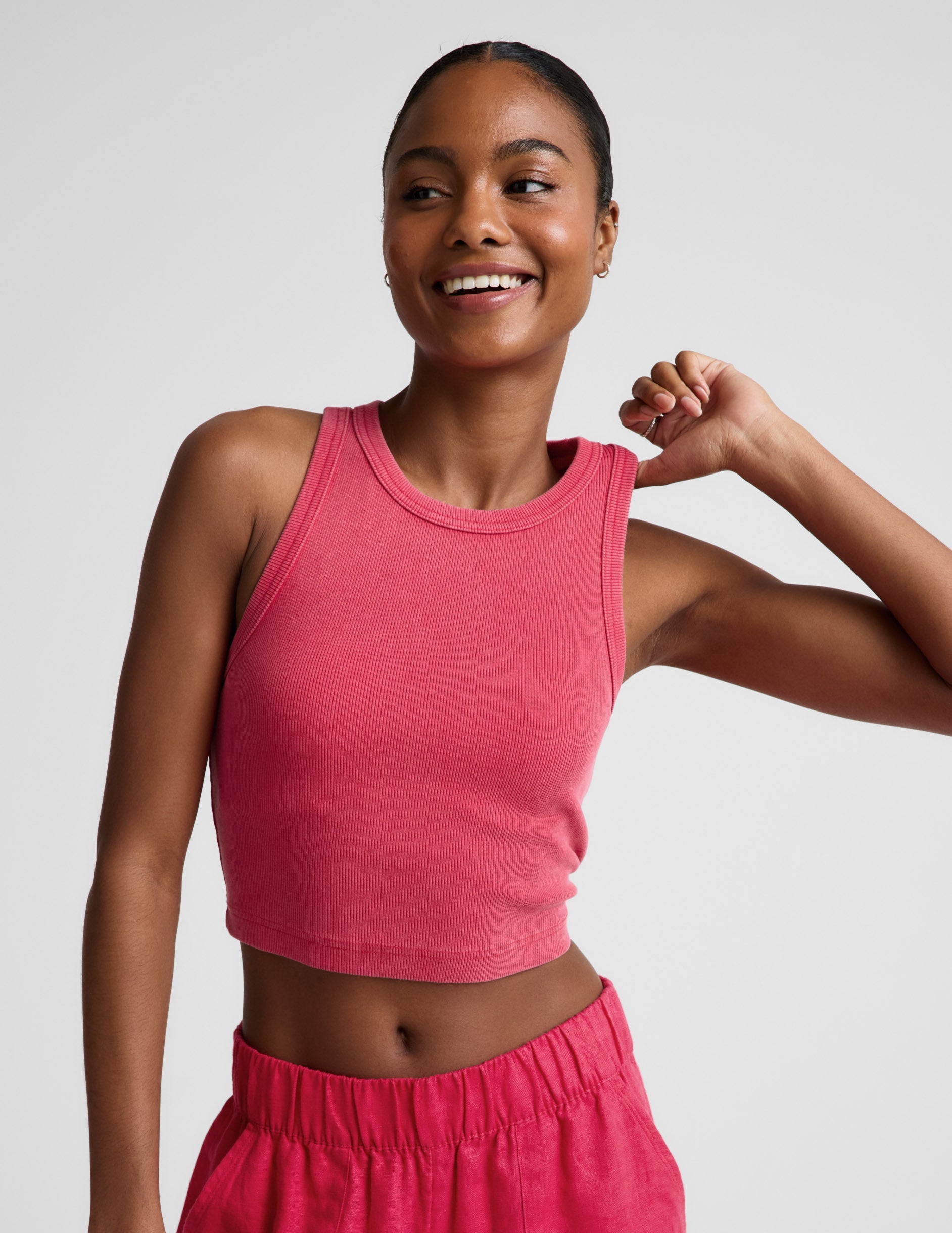 Beyond Yoga On Repeat Rib High Neck Cropped Tank Women's