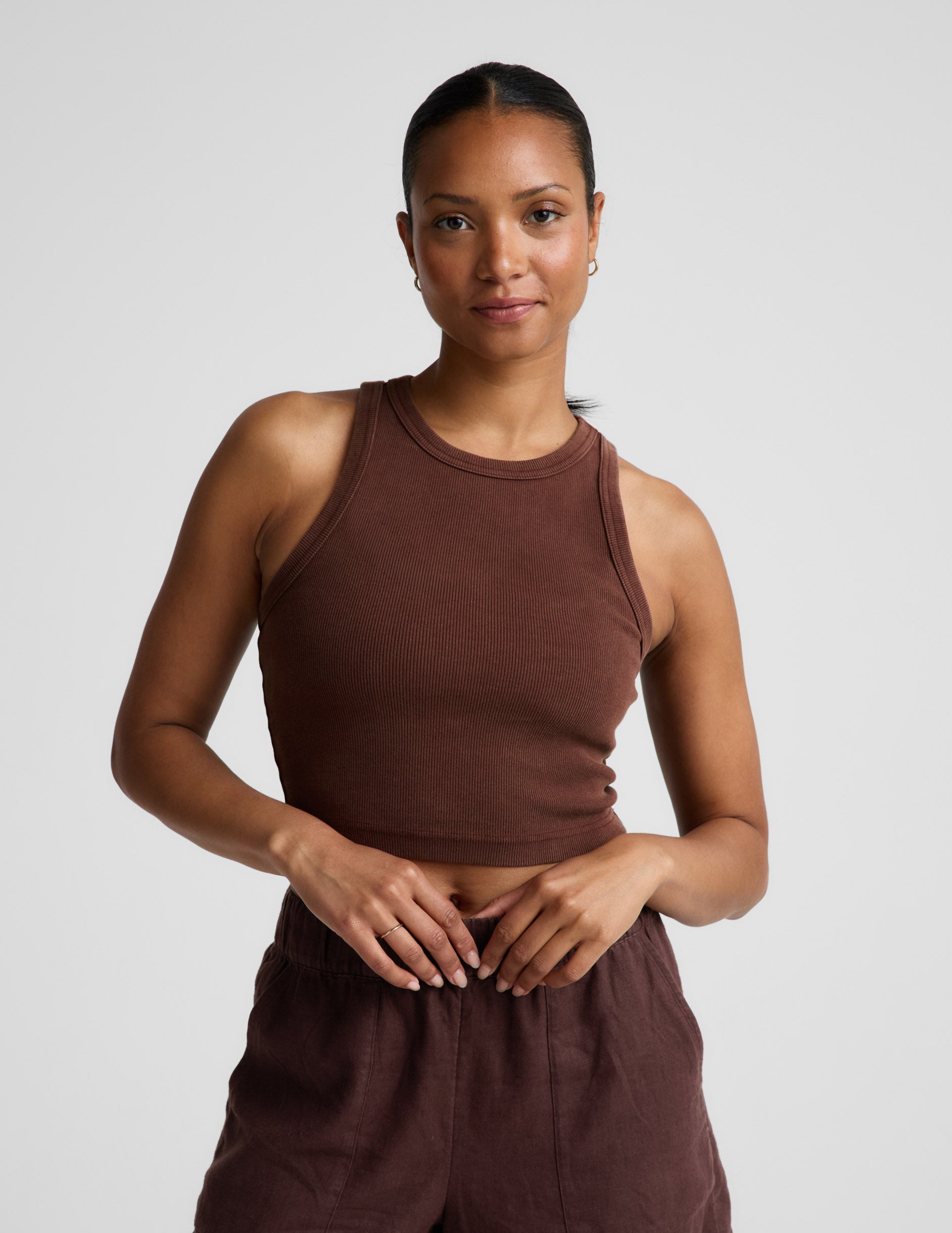 Beyond Yoga On Repeat Rib High Neck Cropped Tank Women's