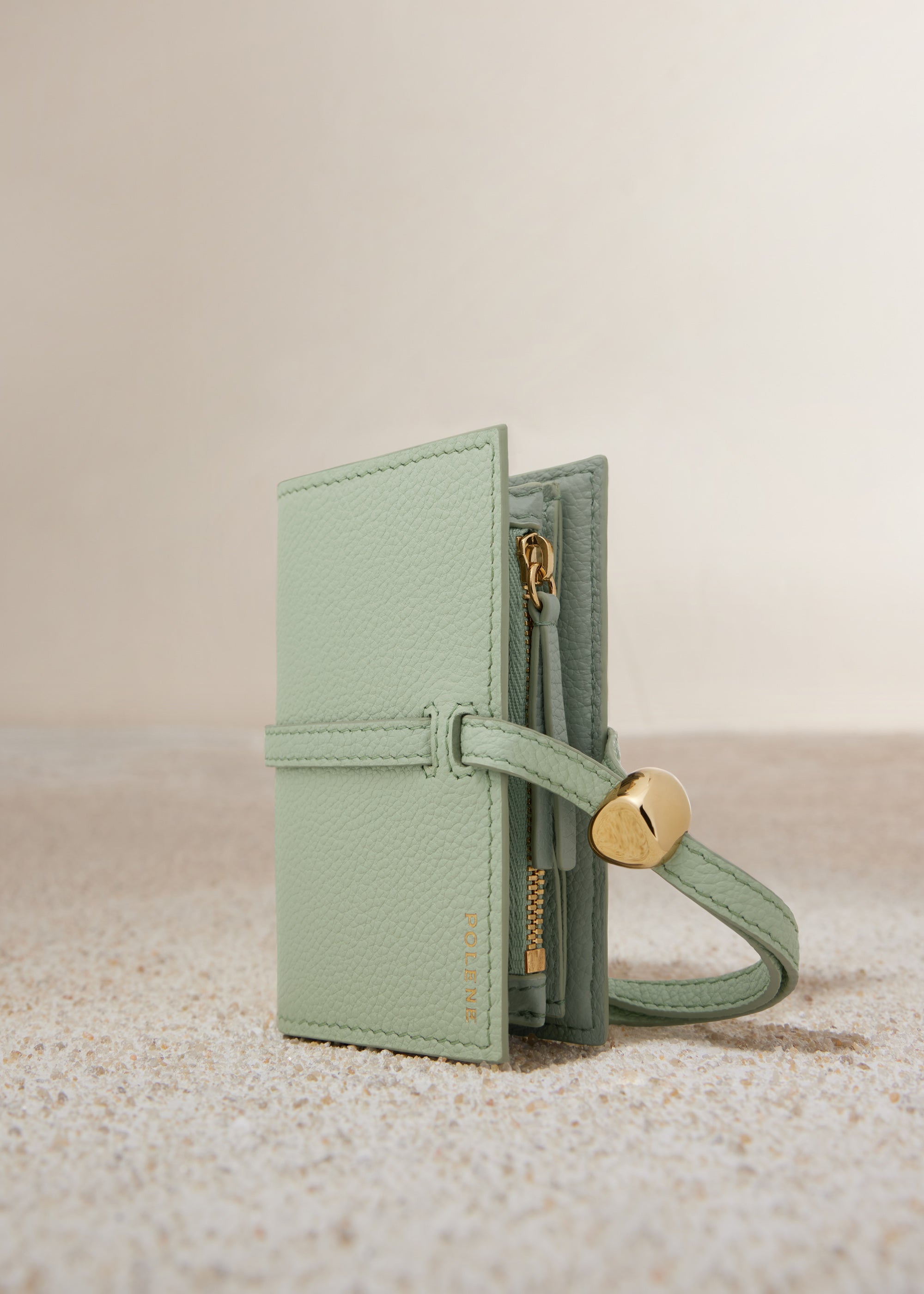 Polene Kaye Card Holder Textured Duo Fresh Almond