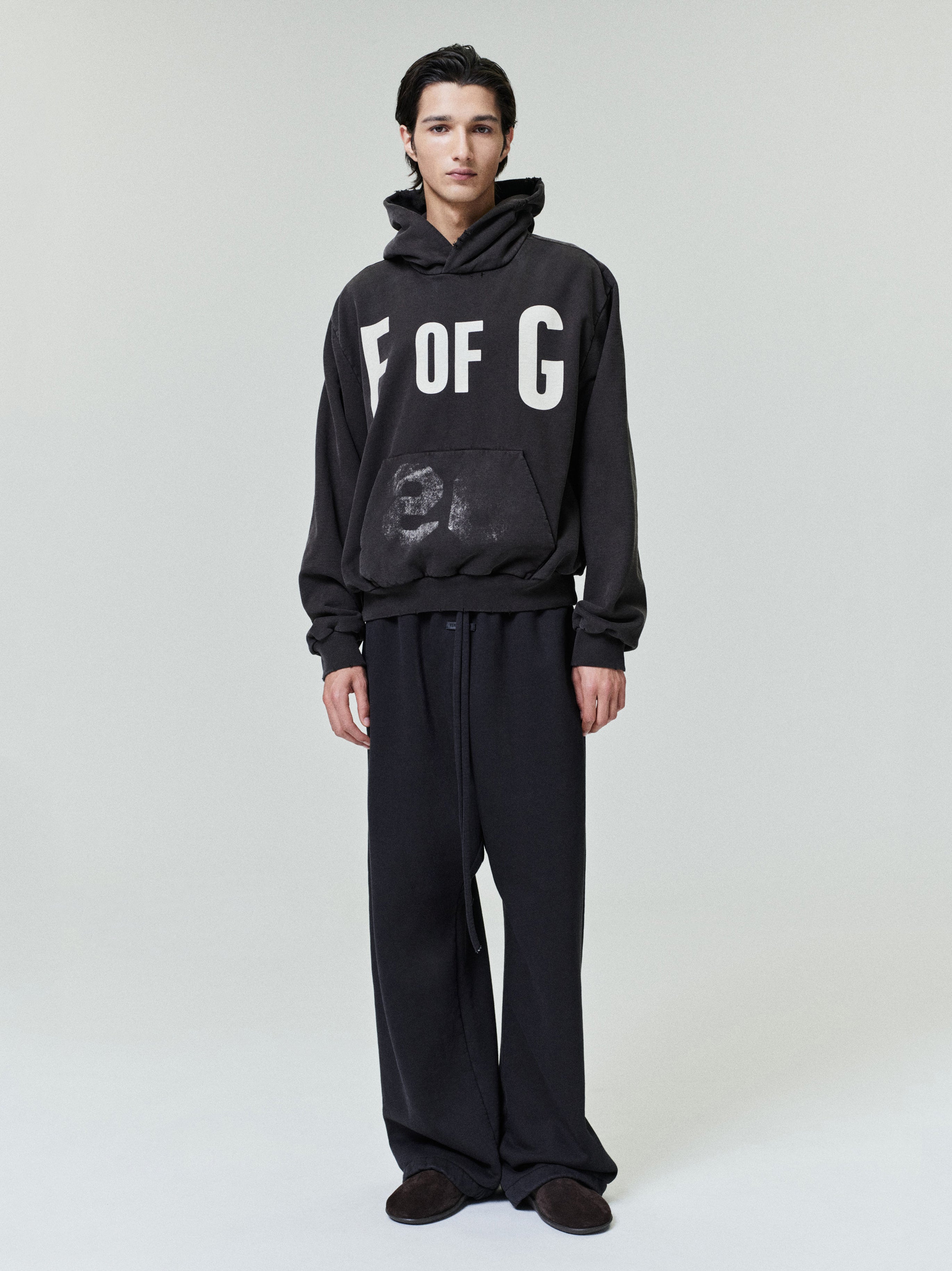 Essentials F Of G Classic Half Raglan Hoodie W/ Pocket Dark Brown
