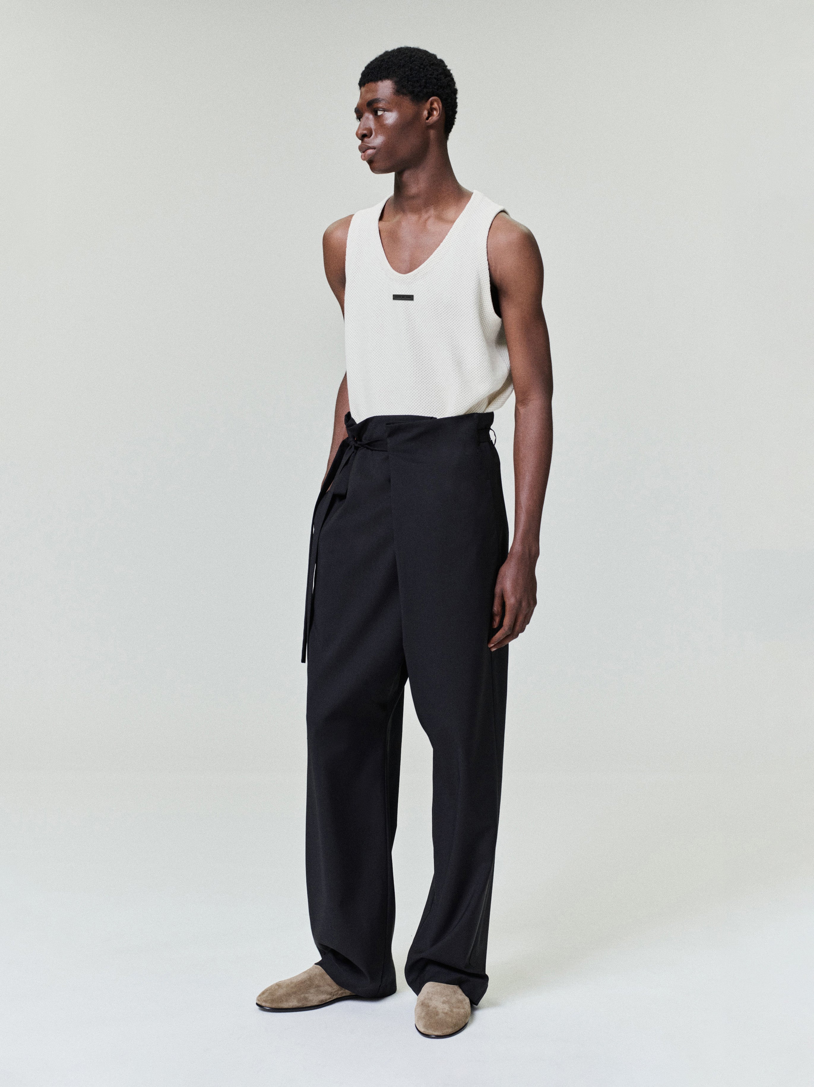 Essentials Easy Care Wool Wrap Pants Black