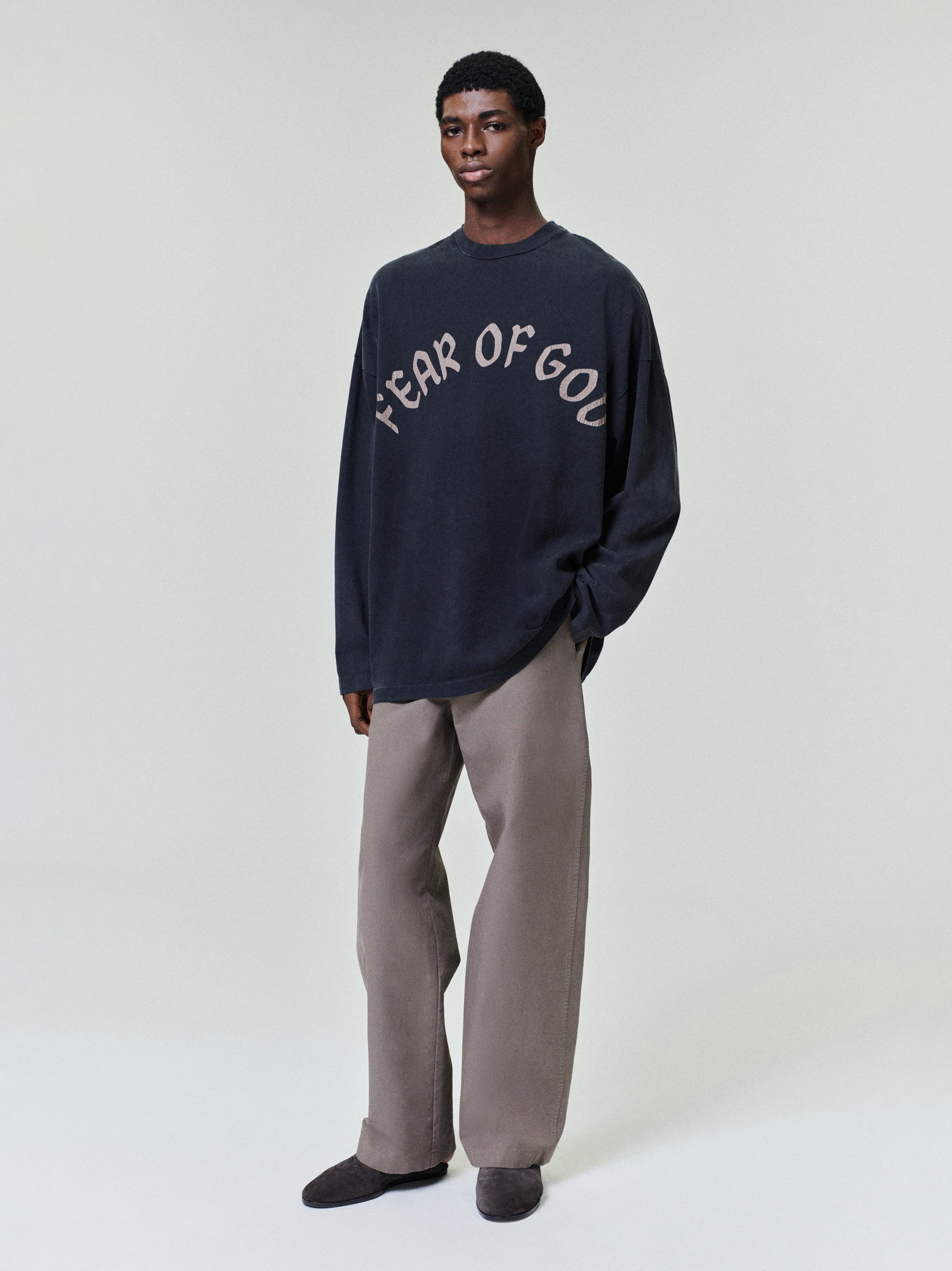Essentials Fear Of God, F Of G Long Sleeve Tee Black