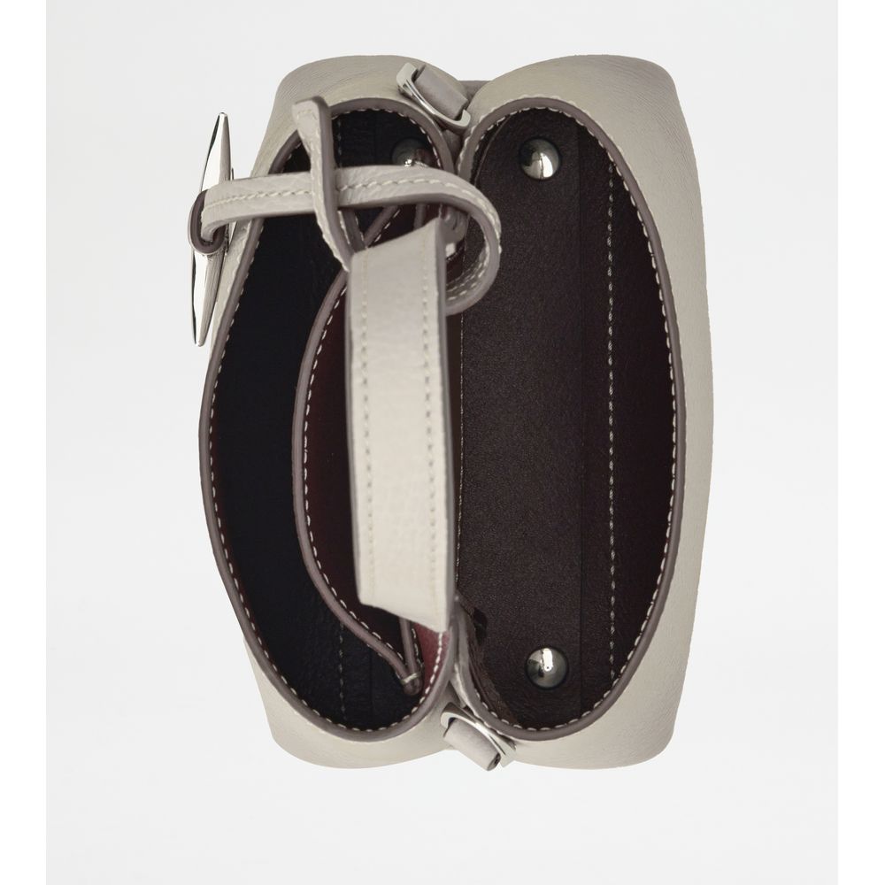 Tods Micro Bag In Leather White Burgundy