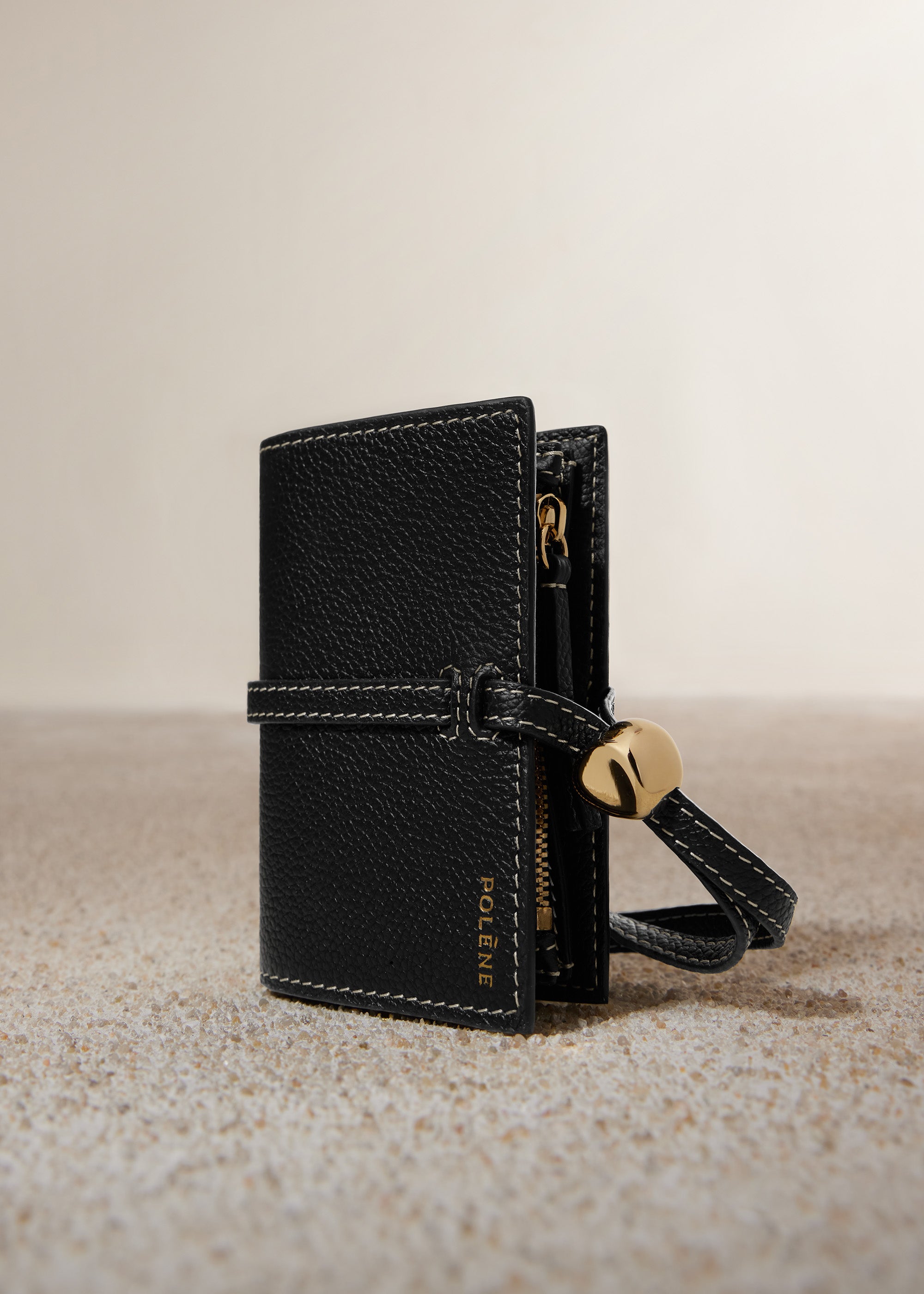 Polene Kaye Card Holder Textured Black