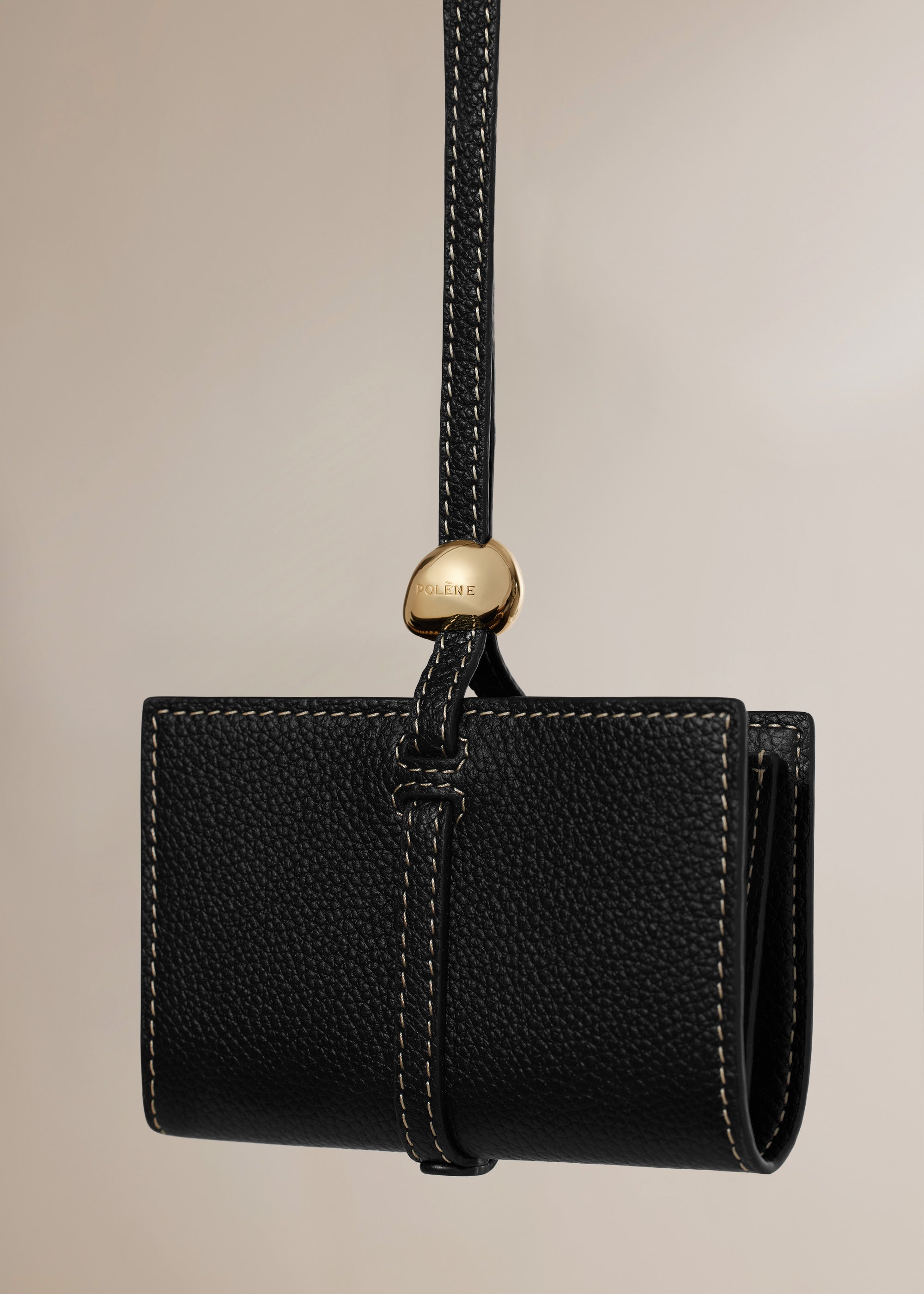 Polene Kaye Card Holder Textured Black