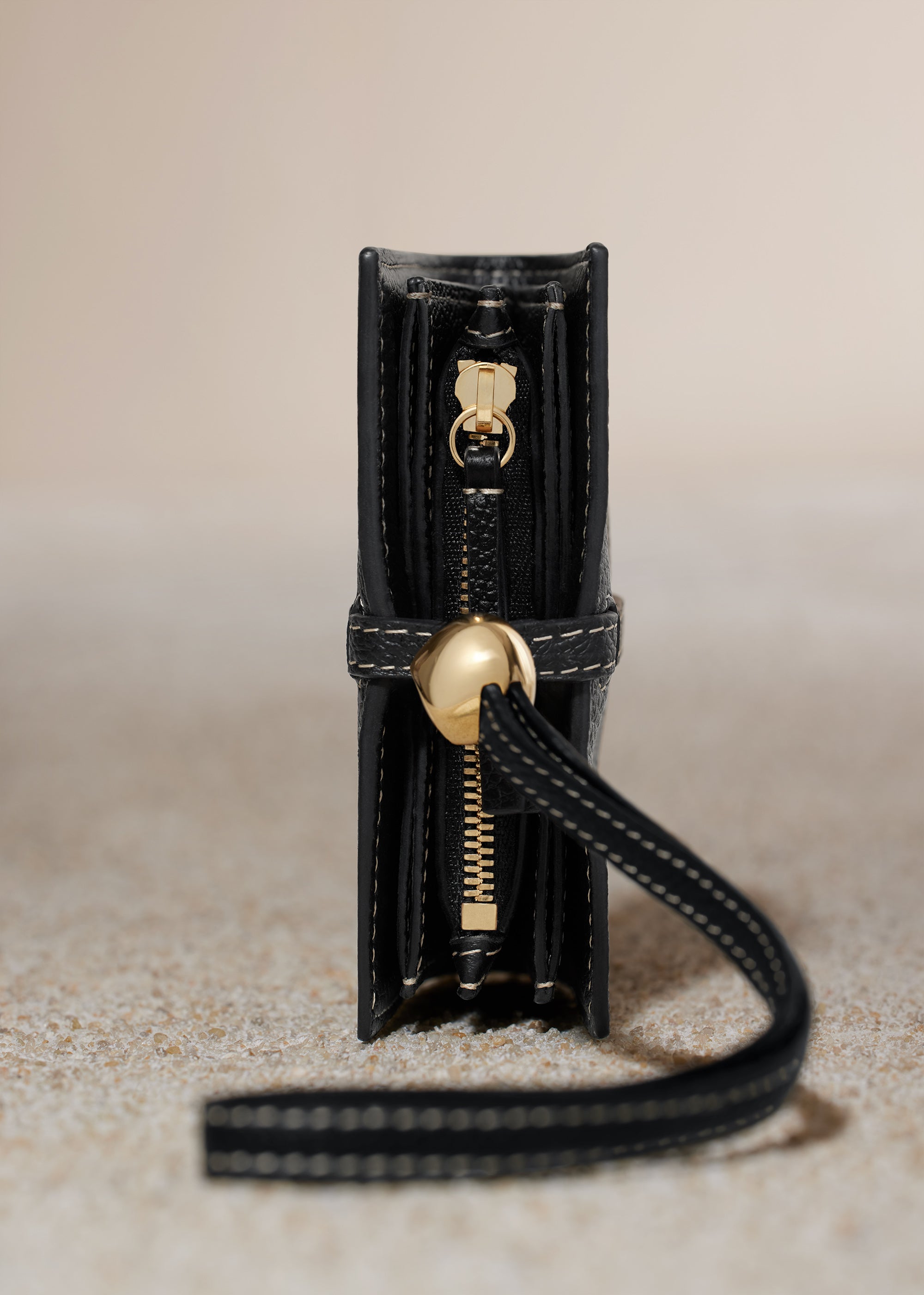 Polene Kaye Card Holder Textured Black