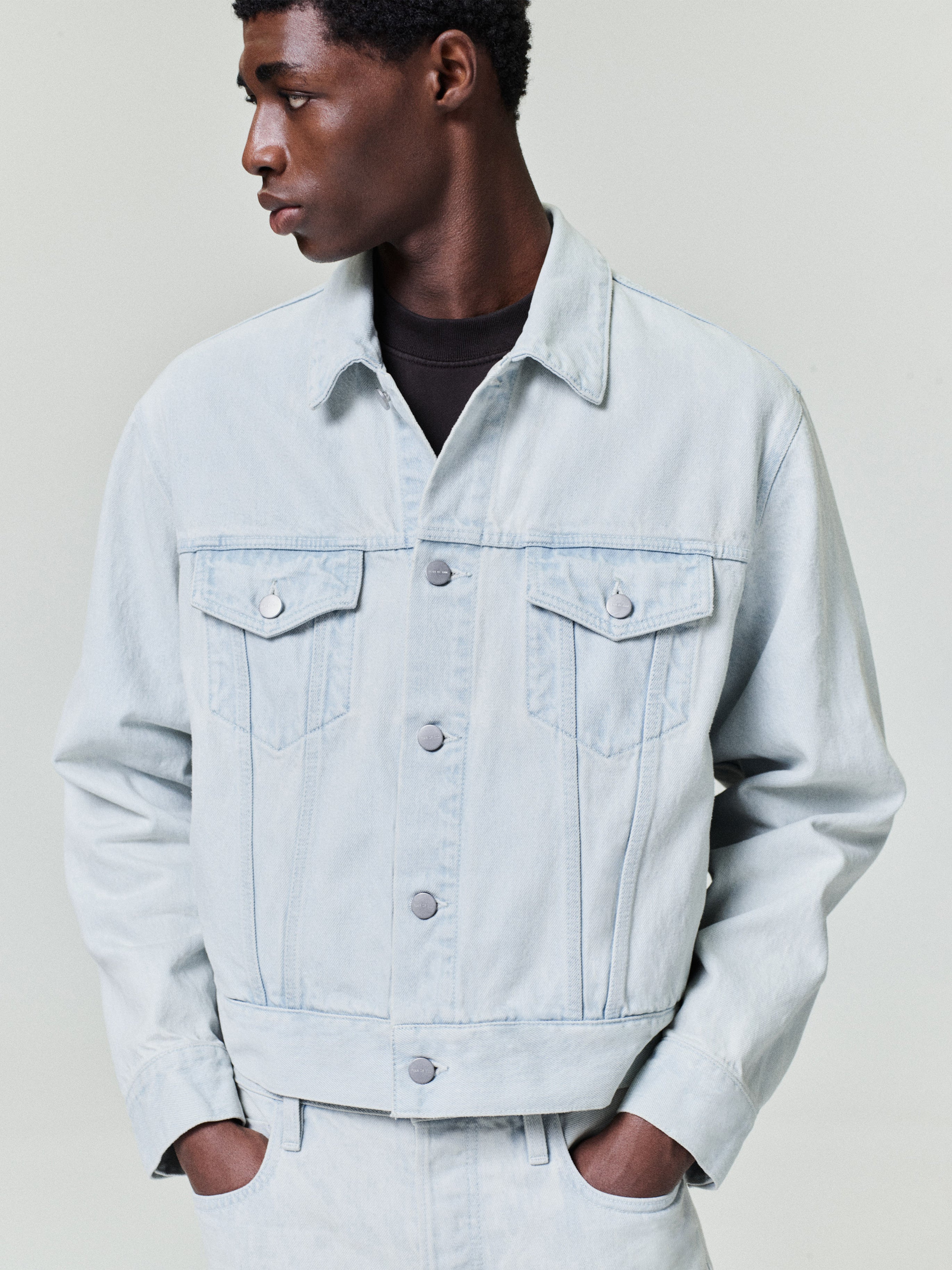 Essentials Bleached Denim Classic Trucker Jacket Bleach Wash
