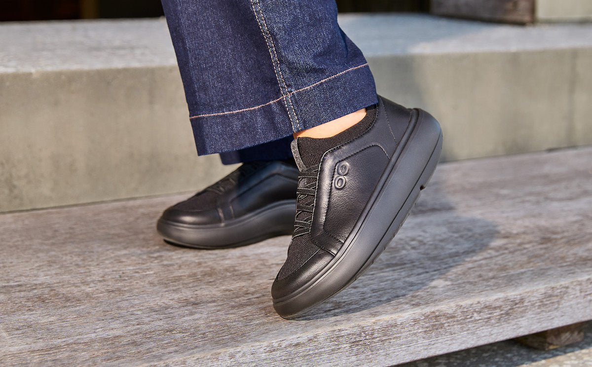Oofos Women's Slip-On Leather Shoe Black