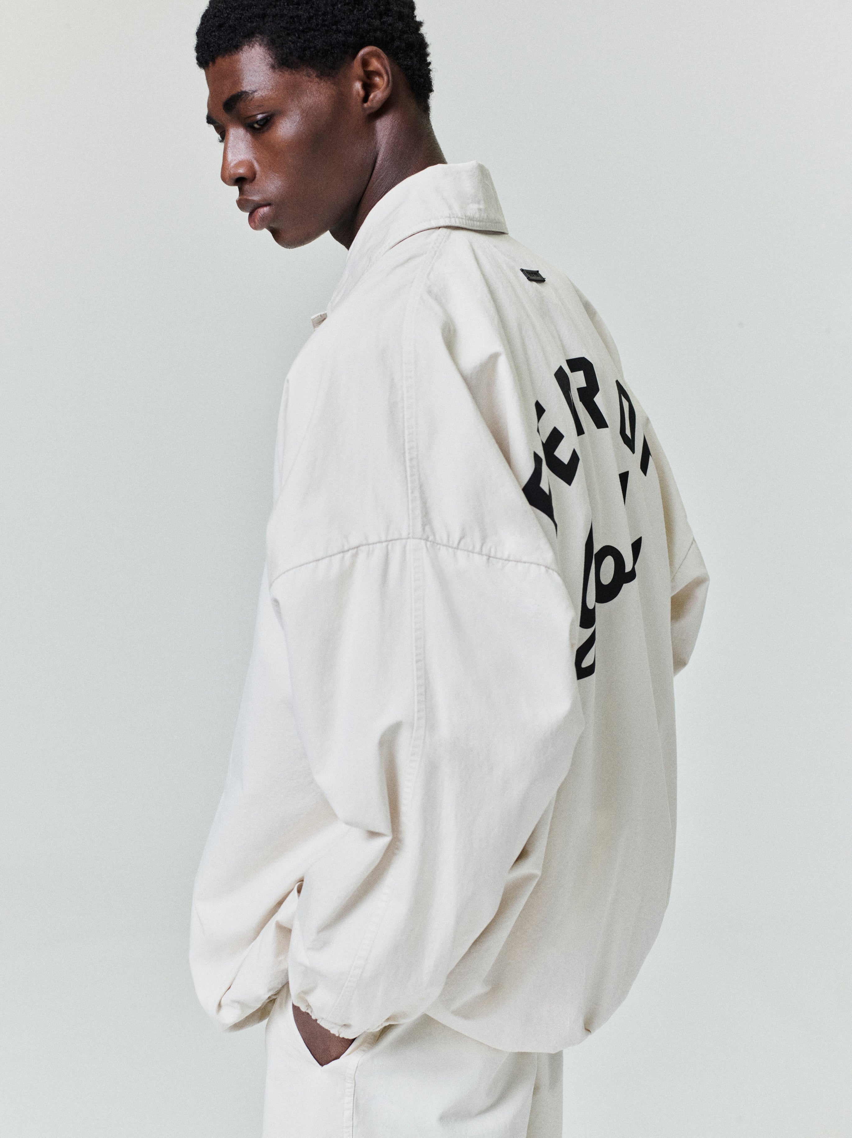 Essentials Garment Dyed Cotton Windbreaker Natural