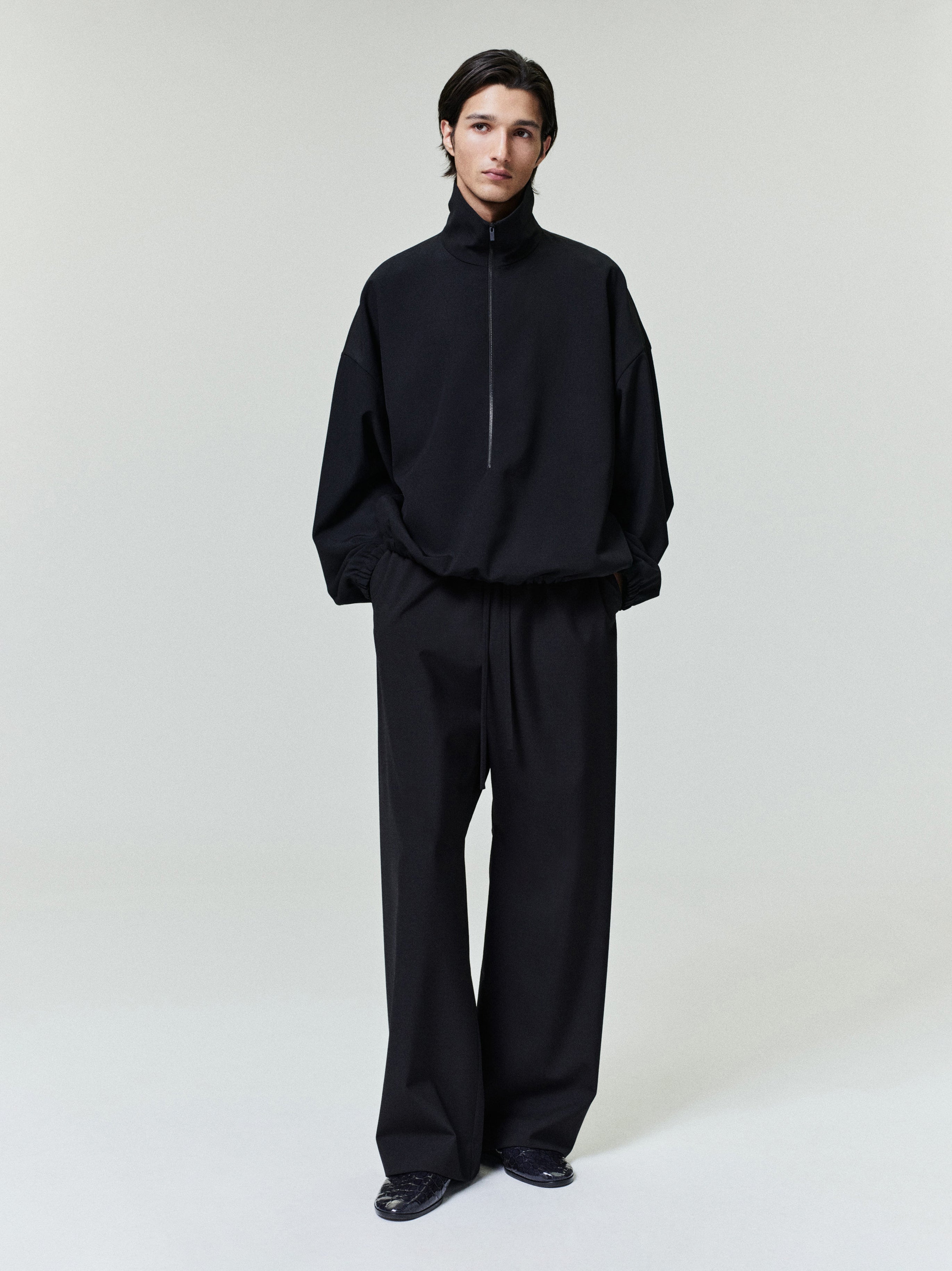 Essentials Wool Ripstop Half Zip Track Jacket Black