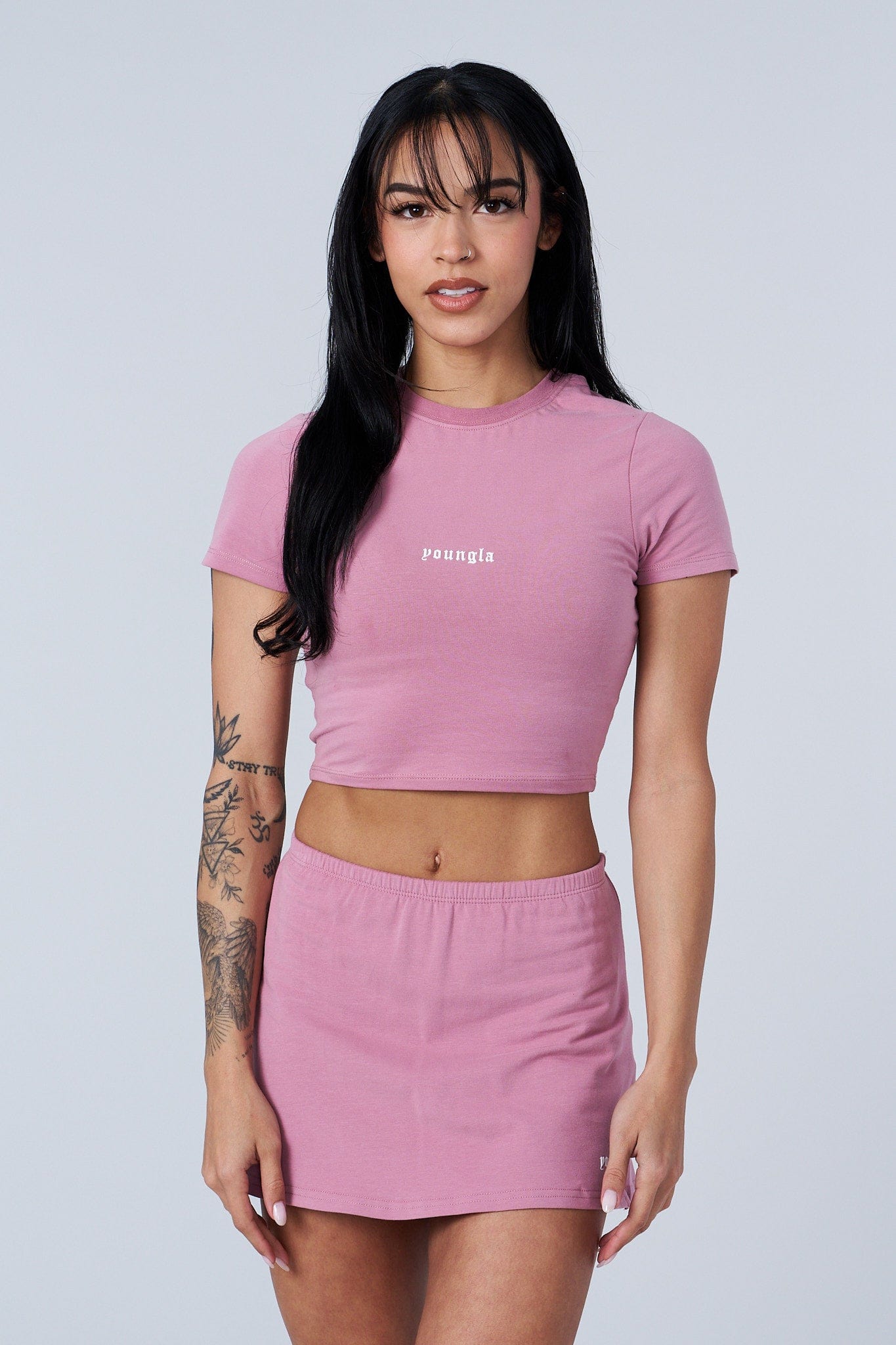YoungLA W442 - Love Sets - Baby Tee Pink