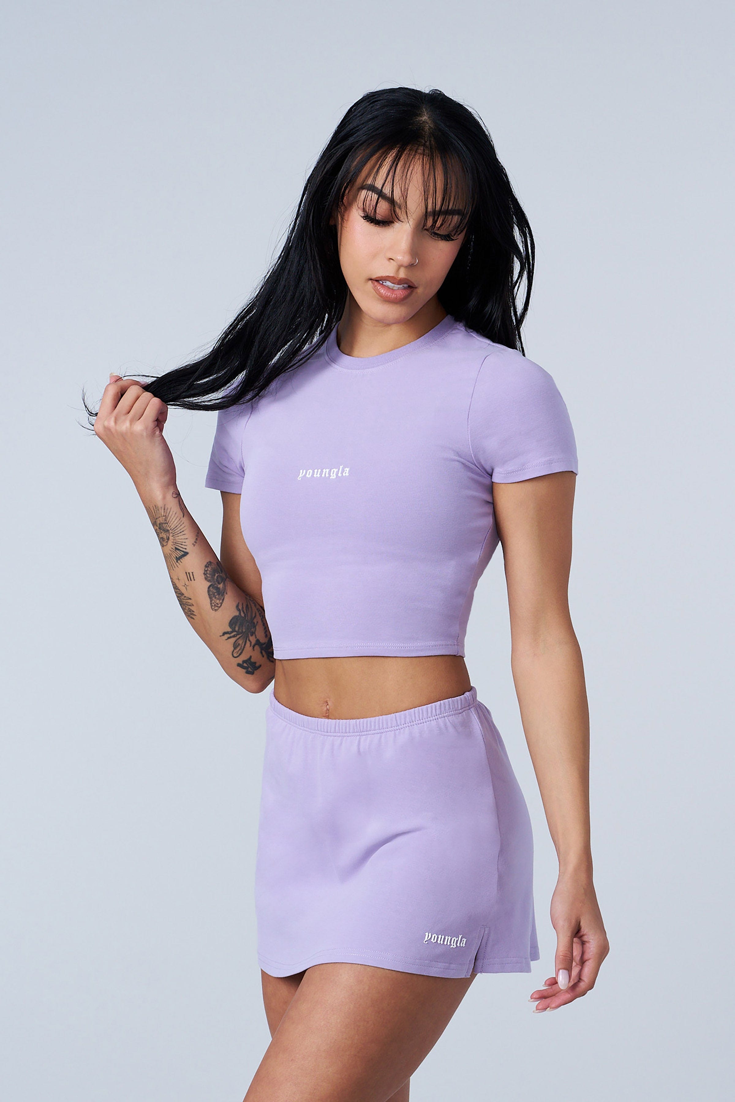 YoungLA W442 - Love Sets - Baby Tee Lavender