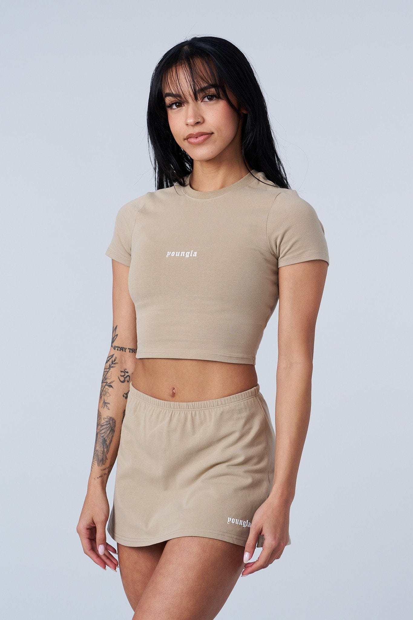 YoungLA W442 - Love Sets - Baby Tee Beige