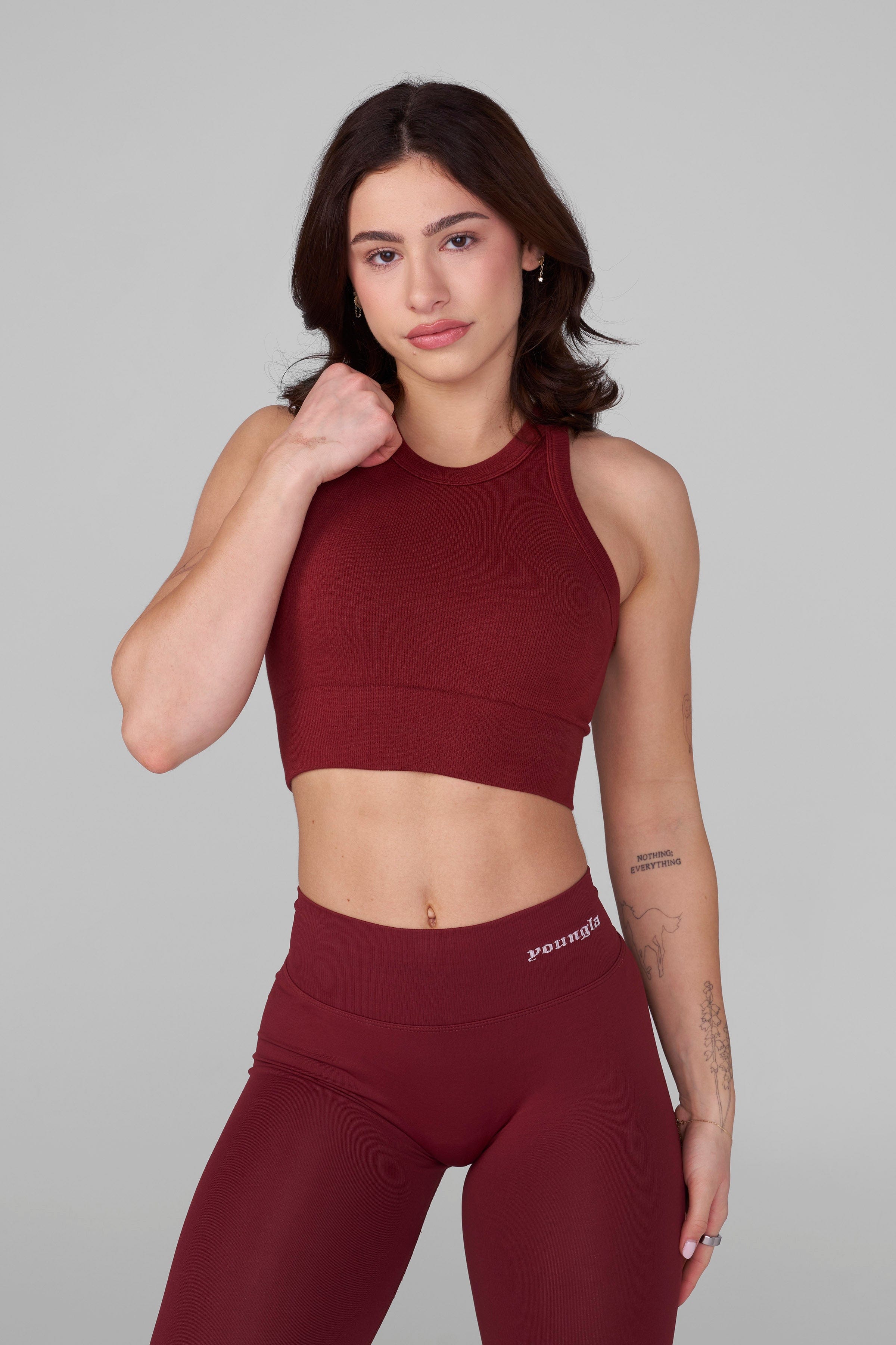 YoungLA W358 Lift Seamless High Neck Bra Burgundy