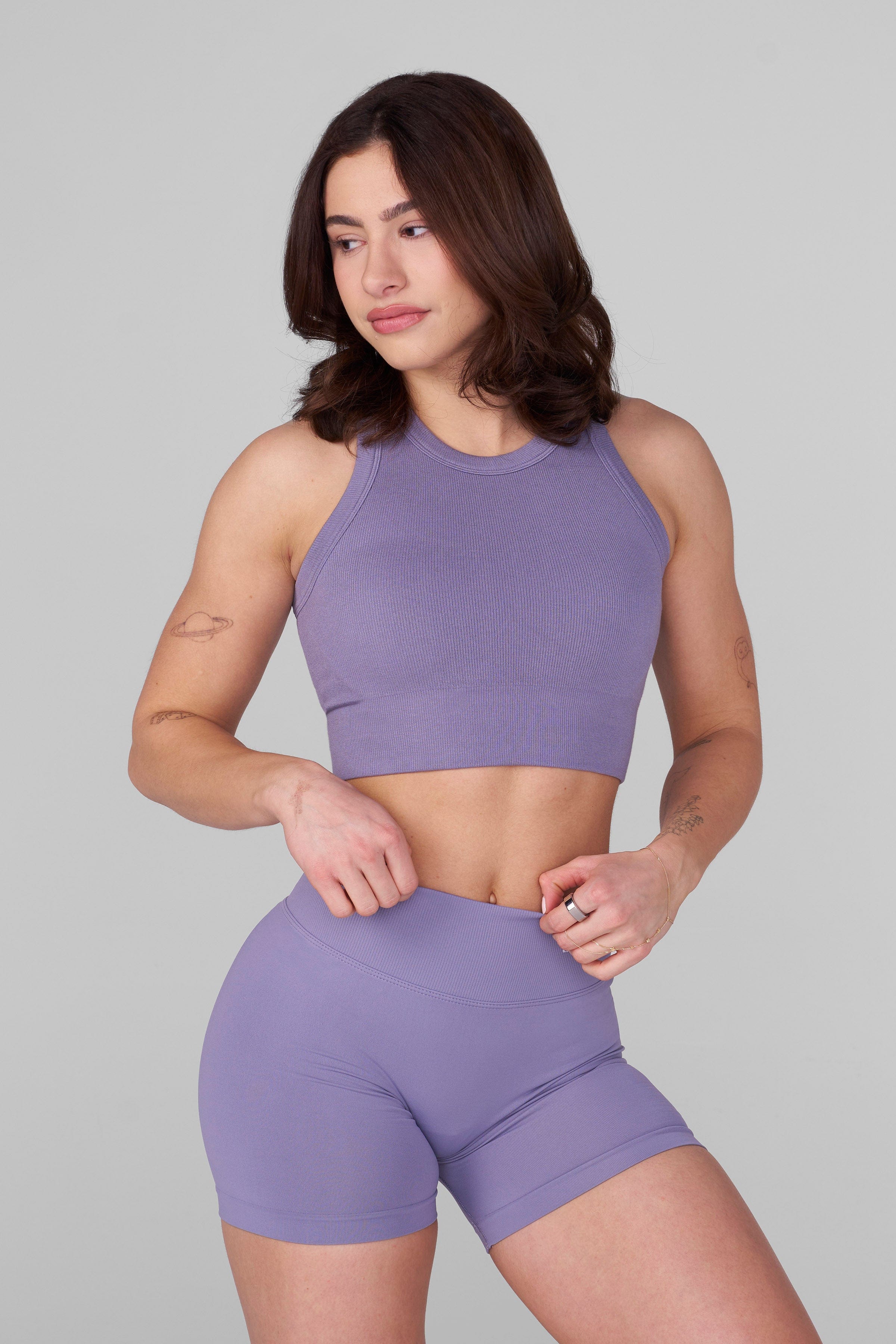YoungLA W358 Lift Seamless High Neck Bra Dusty Lilac