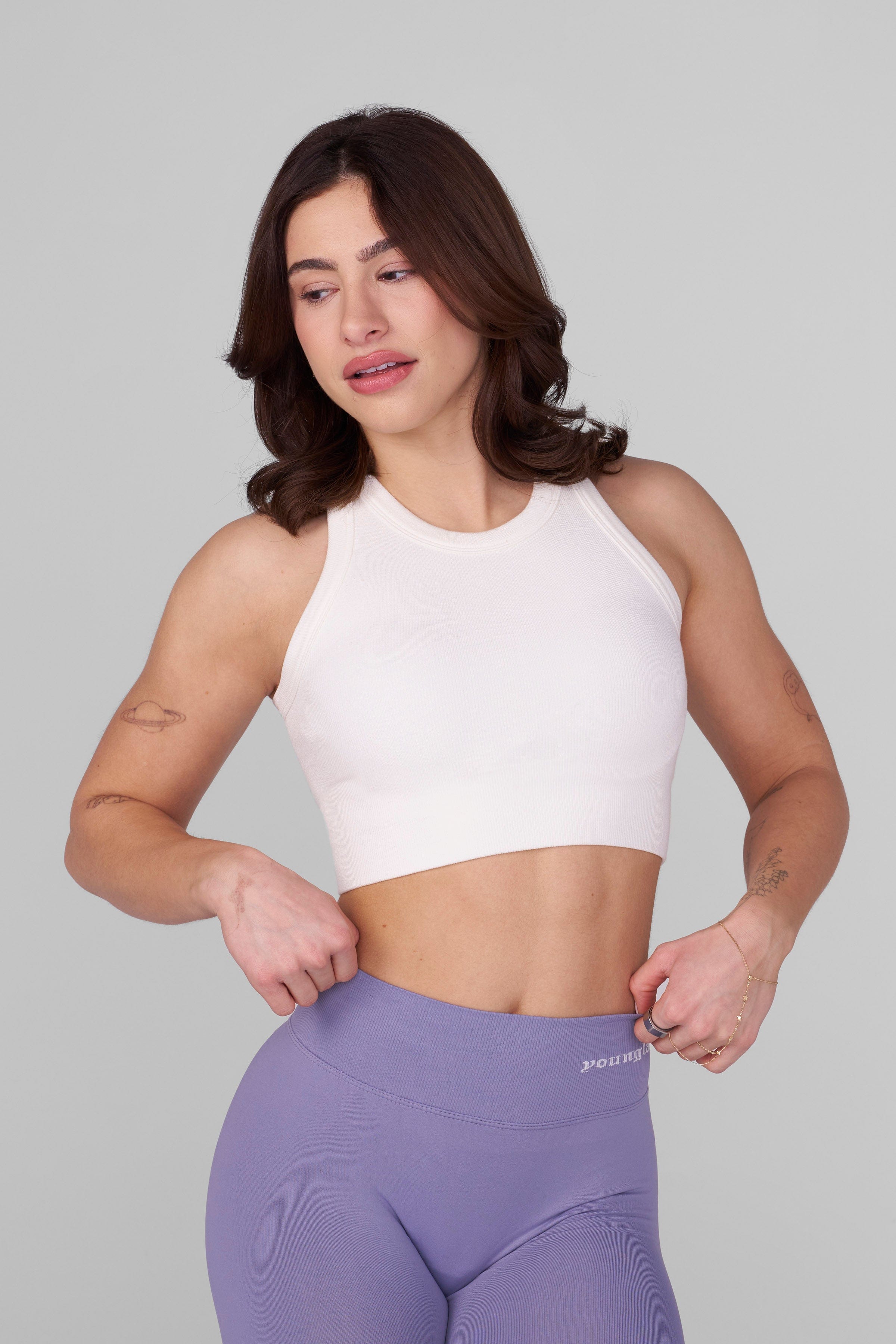 YoungLA W358 Lift Seamless High Neck Bra Cream