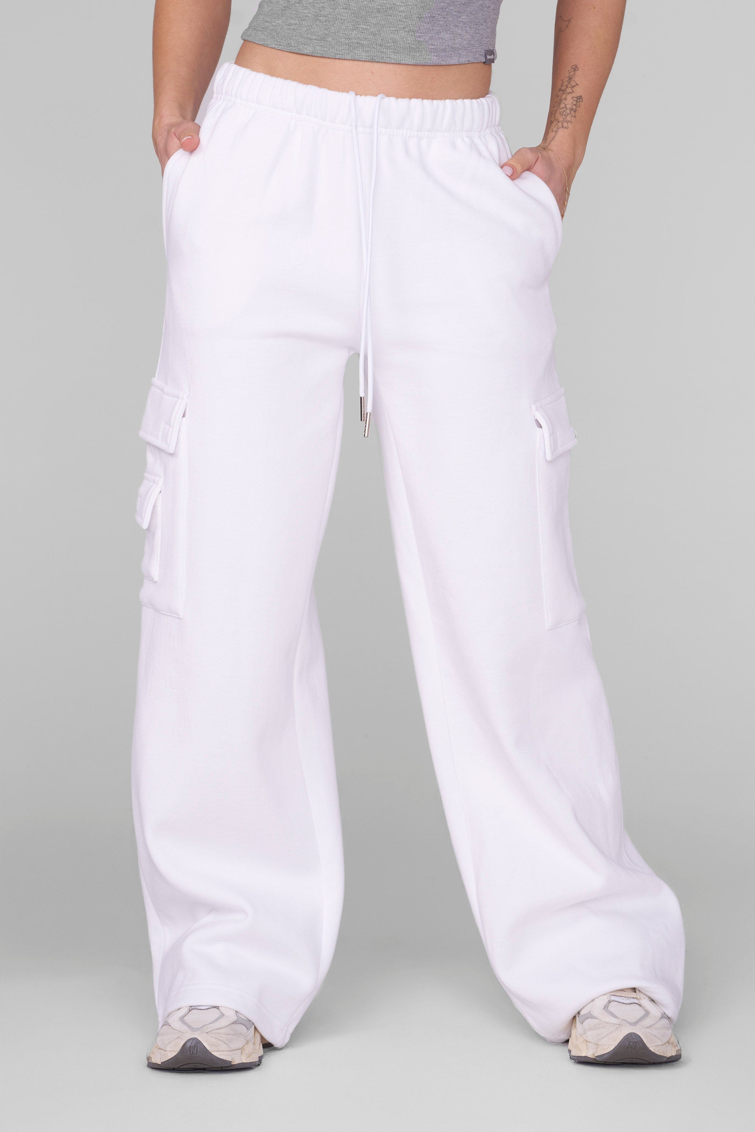 YoungLA W272 Classic Cargo Jogger White