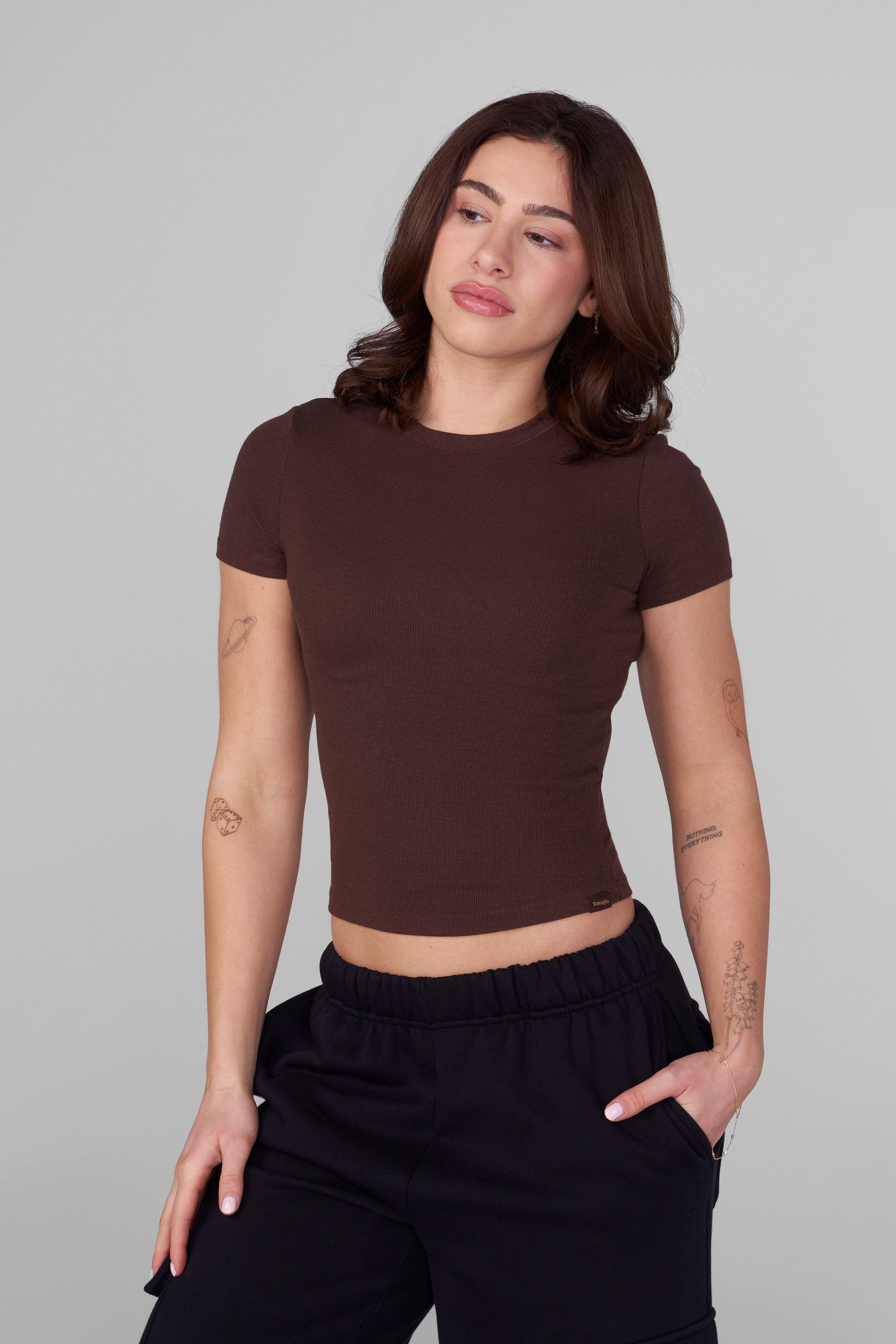 YoungLA W484 Classic Baby Tee Brown