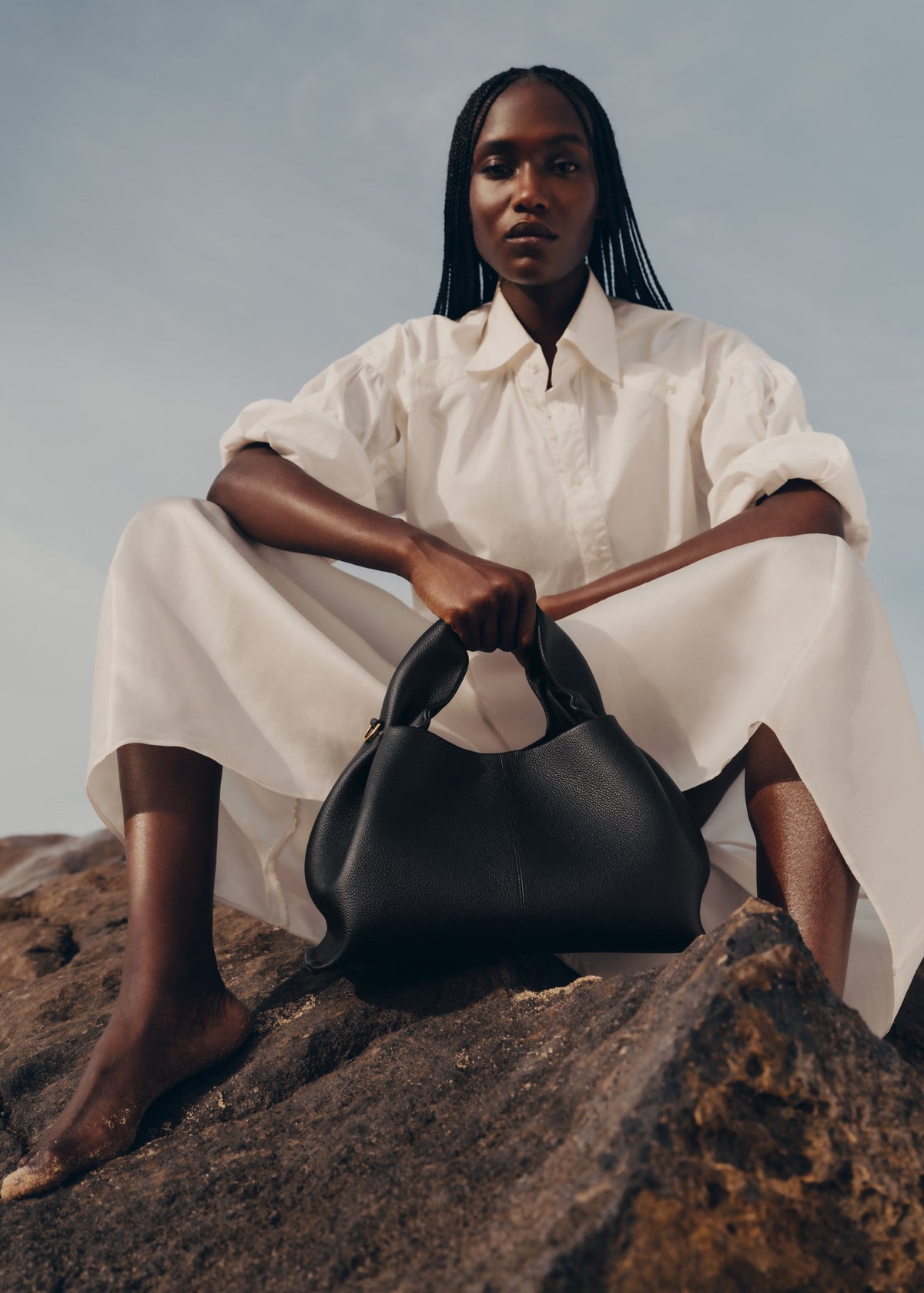 Polene Numero Neuf Textured Black, hardware detail