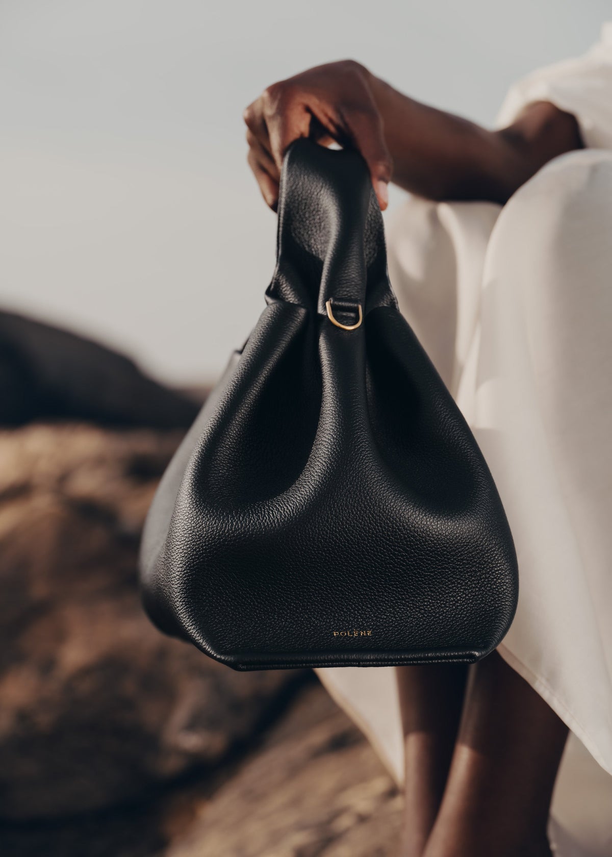 Polene Numero Neuf Textured Black, worn