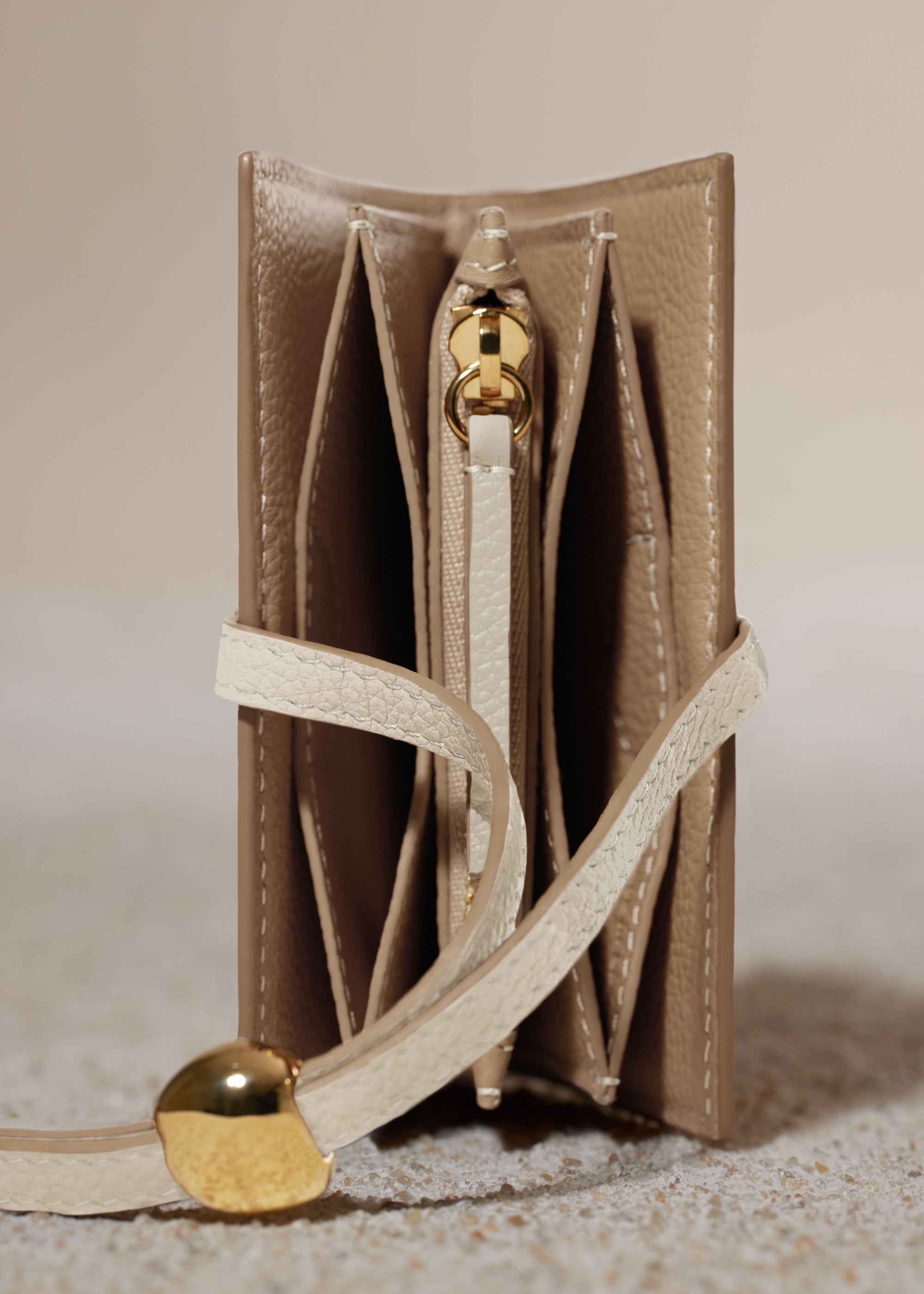 Polene Kaye Card Holder Textured Duo Chalk