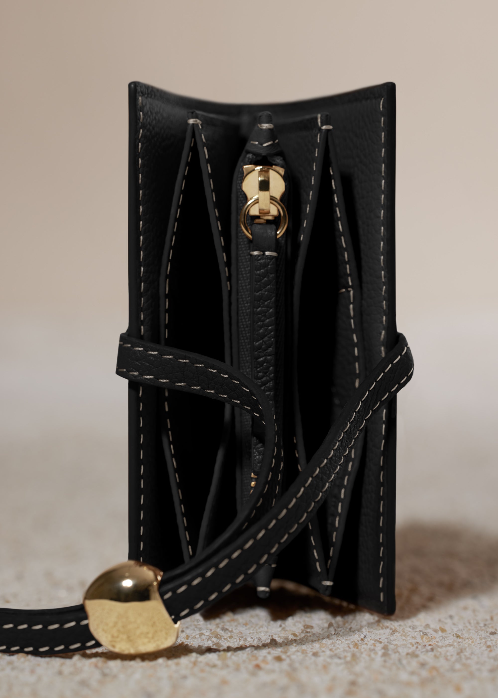 Polene Kaye Card Holder Textured Black