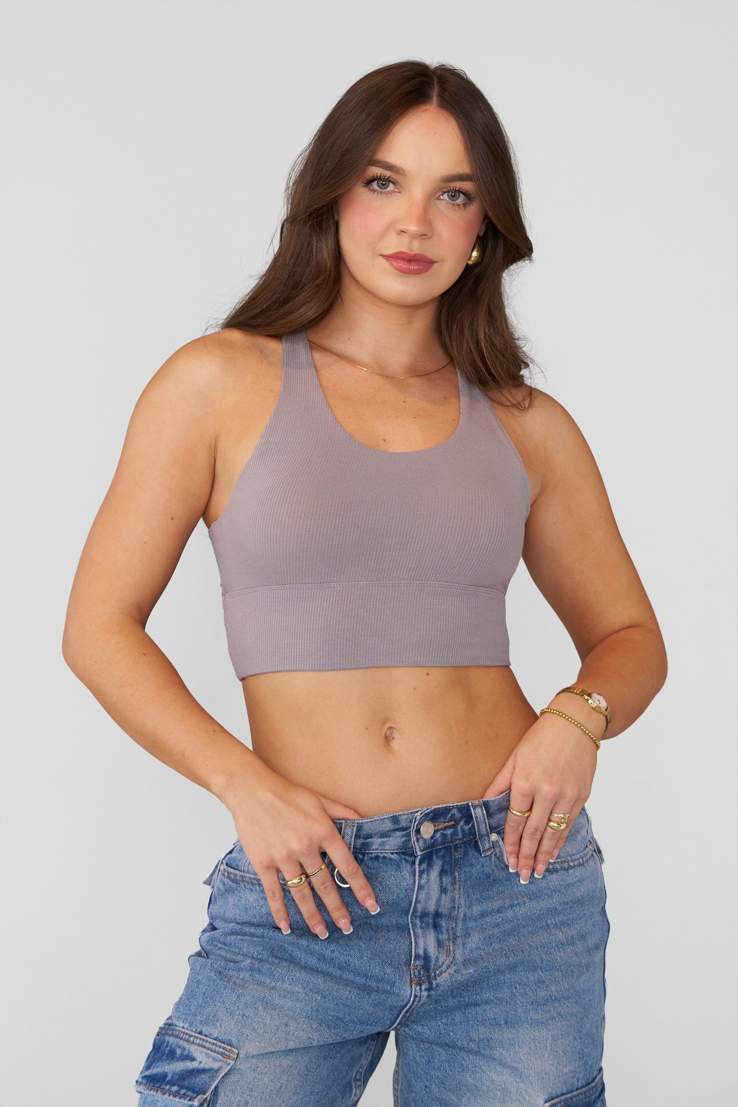 YoungLA W475 Divine Ribbed Tank Grey