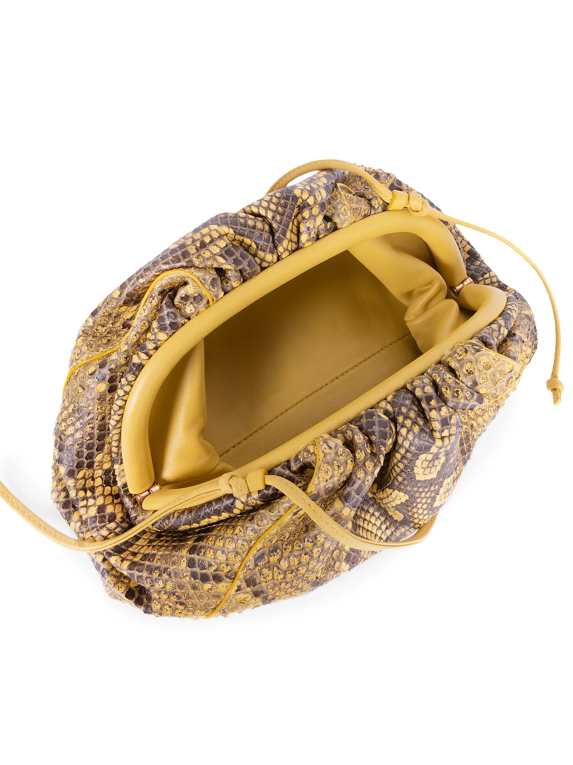 Bottega Veneta Small The Pouch Python-Embossed Leather Clutch