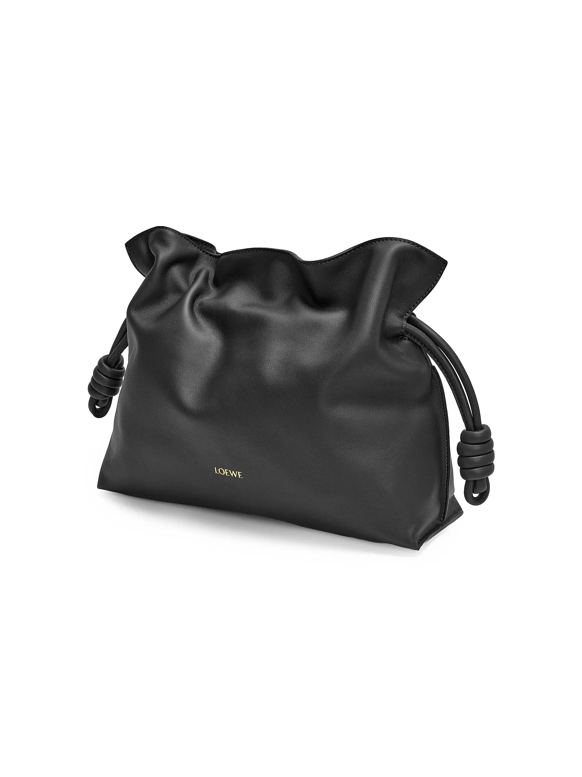 LOEWE Flamenco Drawstring Smooth Leather Clutch