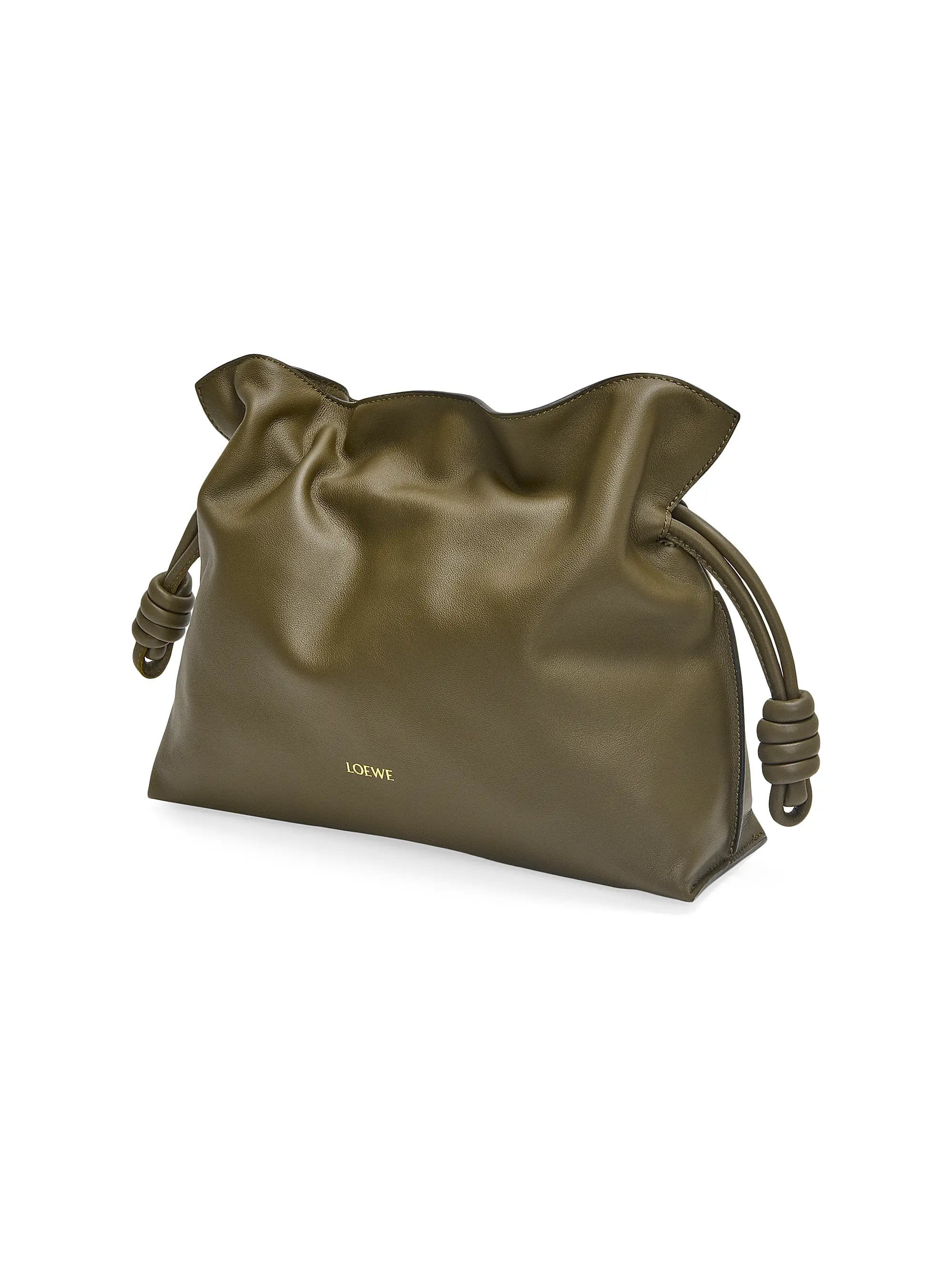 LOEWE Flamenco Drawstring Smooth Leather Clutch