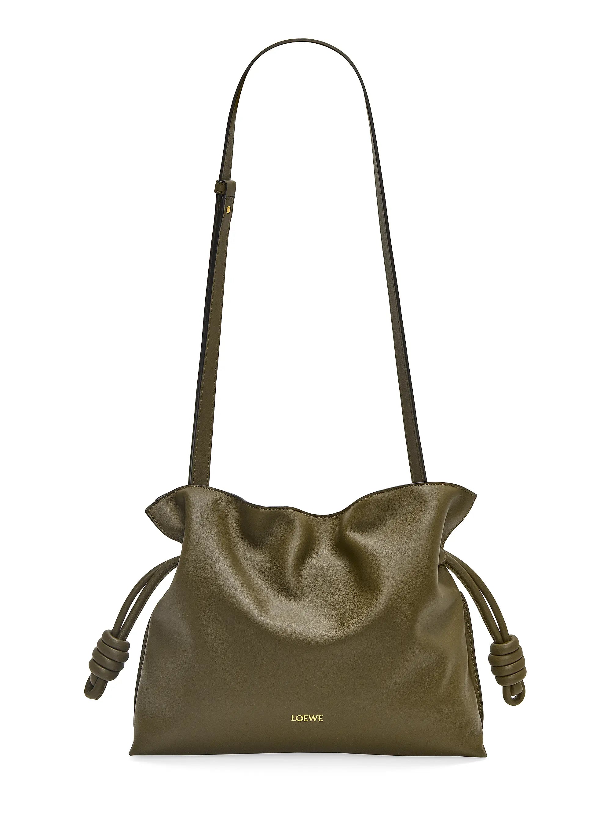 LOEWE Flamenco Drawstring Smooth Leather Clutch