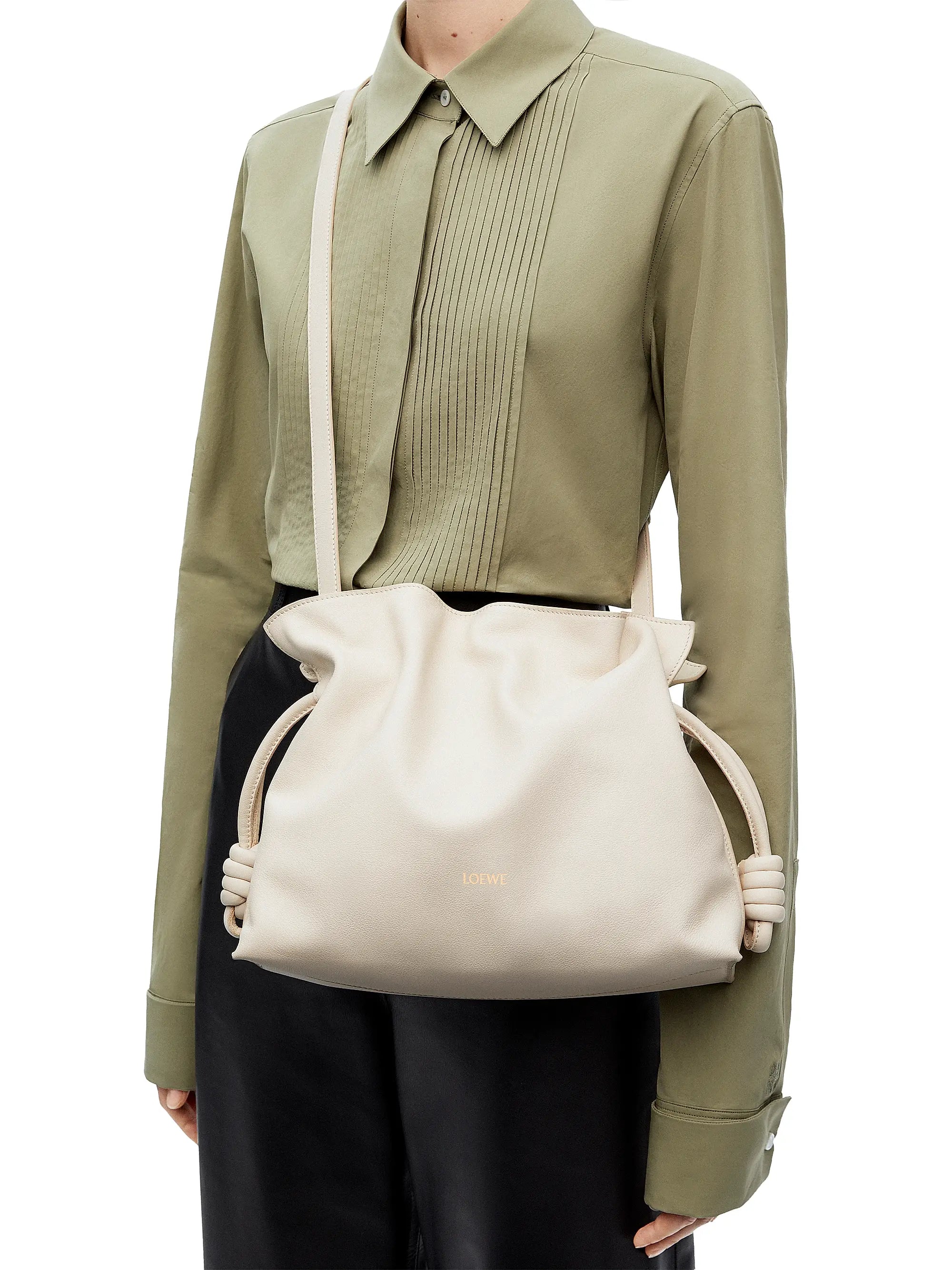 LOEWE Flamenco Drawstring Smooth Leather Clutch