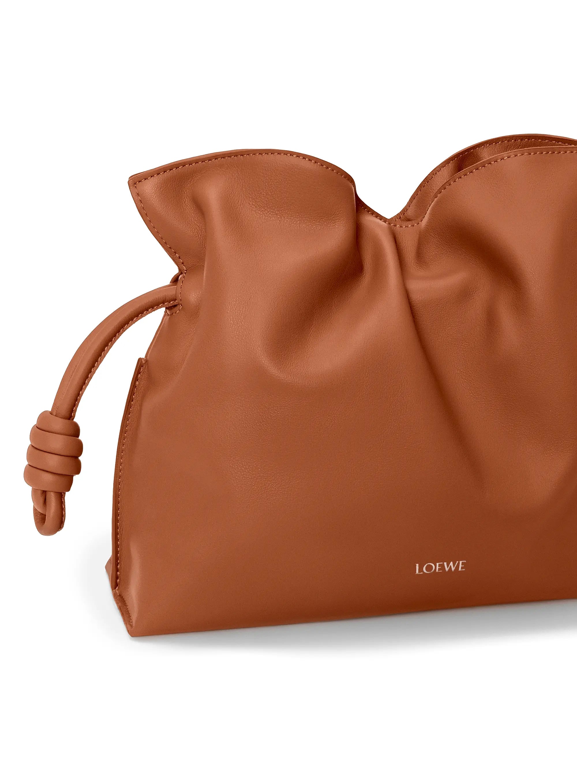 LOEWE Flamenco Drawstring Smooth Leather Clutch