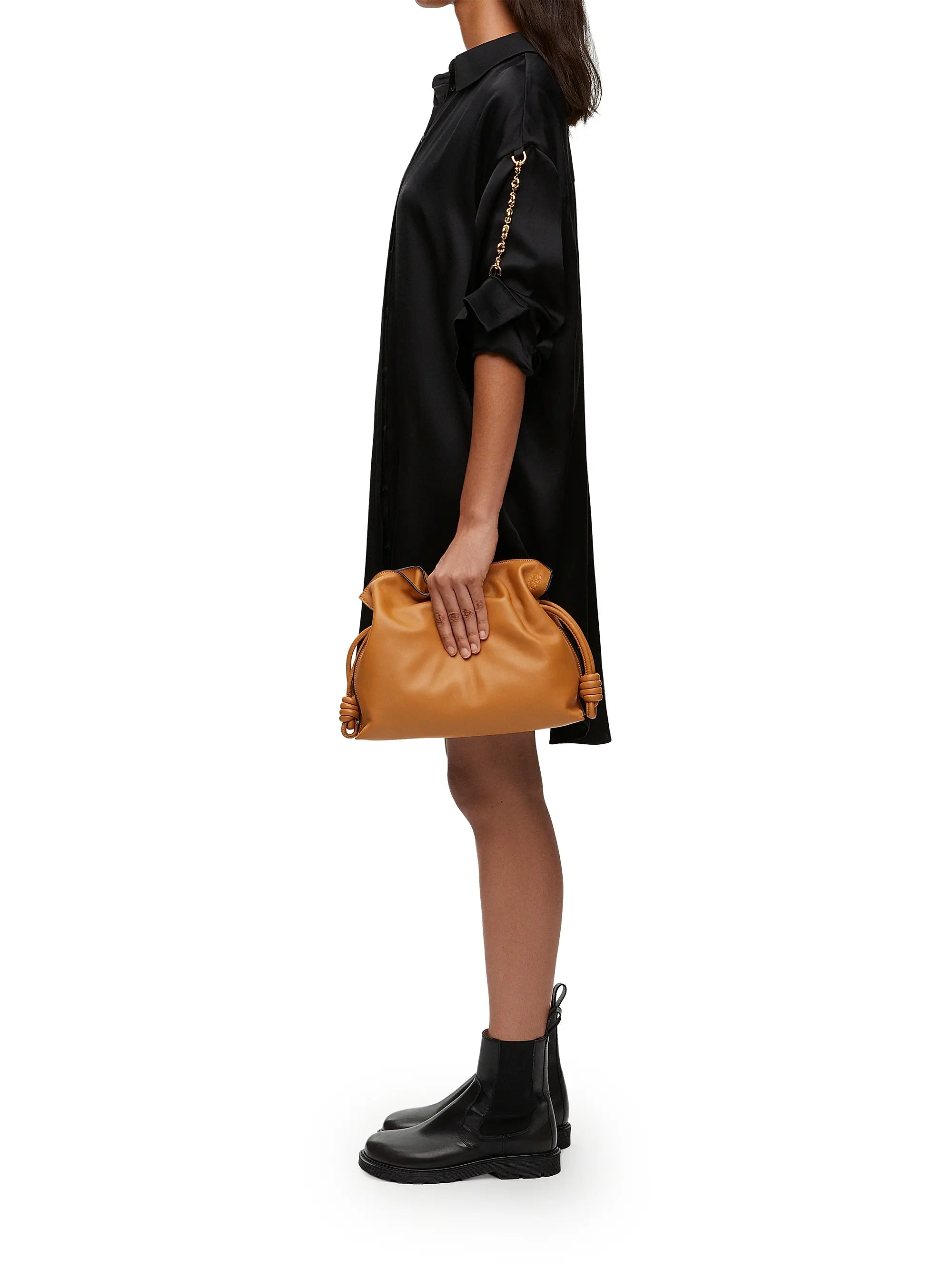 LOEWE Flamenco Drawstring Smooth Leather Clutch