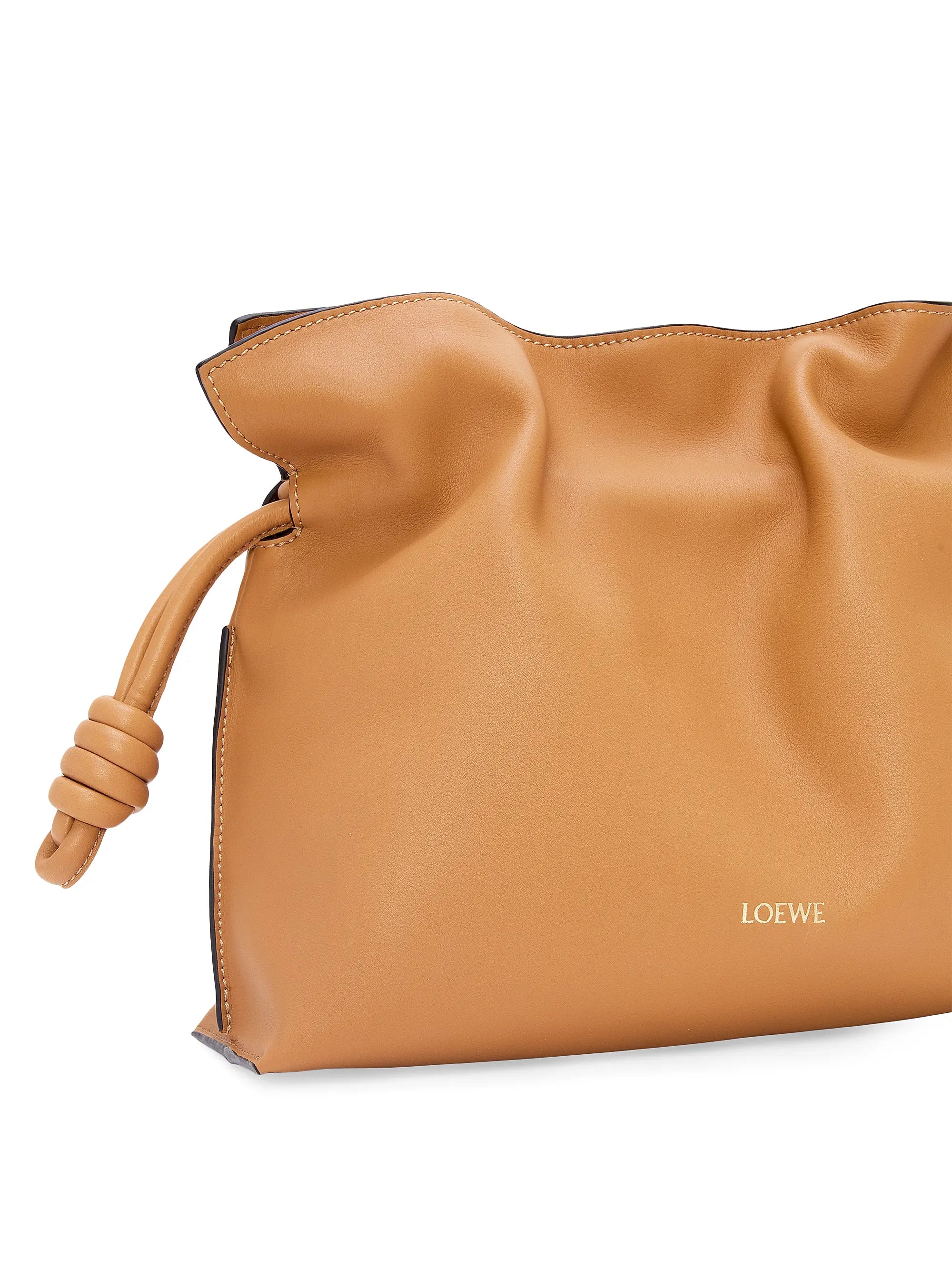 LOEWE Flamenco Drawstring Smooth Leather Clutch