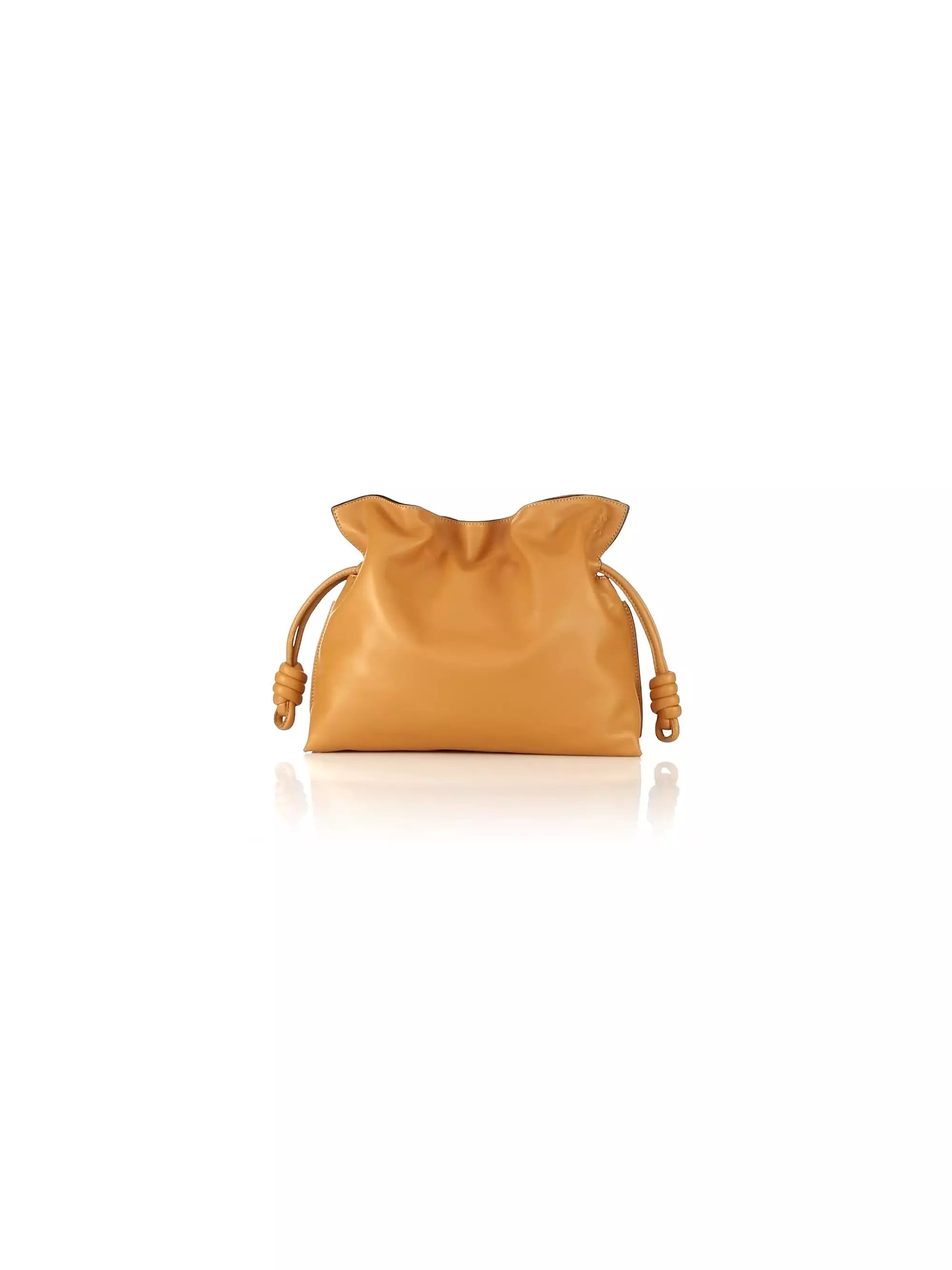 LOEWE Flamenco Drawstring Smooth Leather Clutch