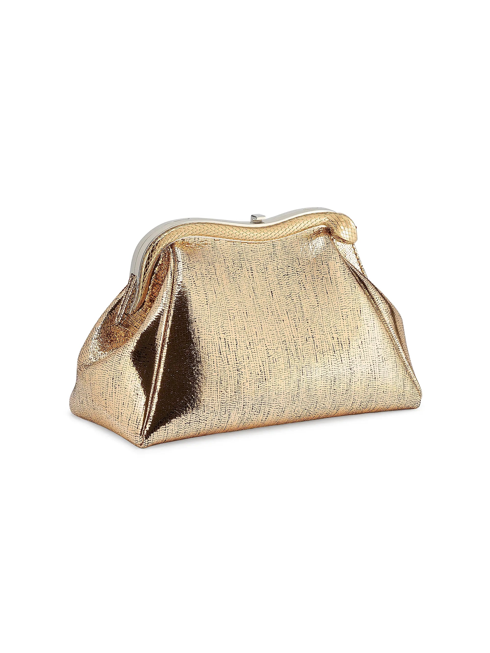 BVLGARI Serpentine Metallic Leather Clutch
