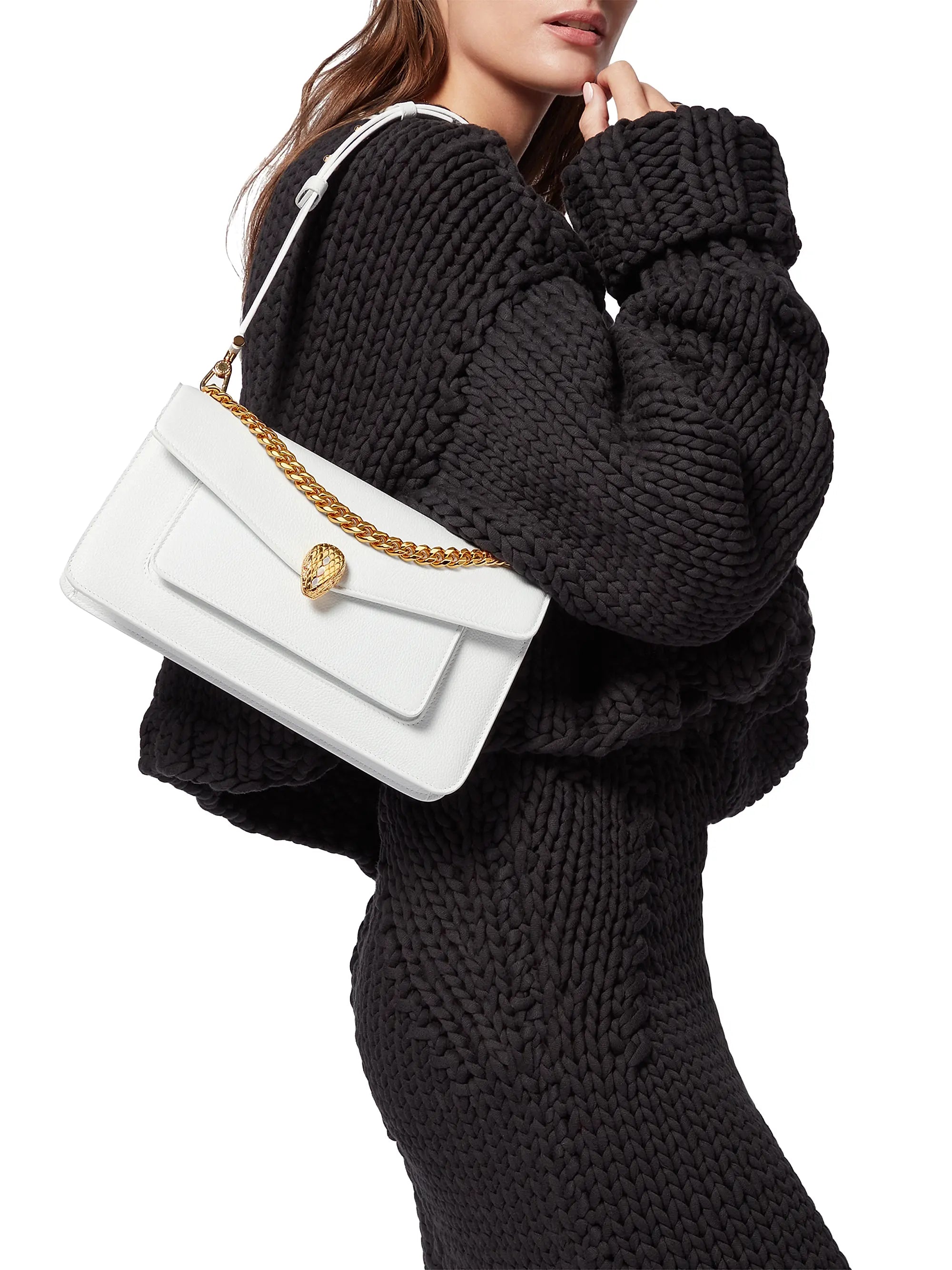 BVLGARI Serpenti E/W Maxi Chain Leather Shoulder Bag