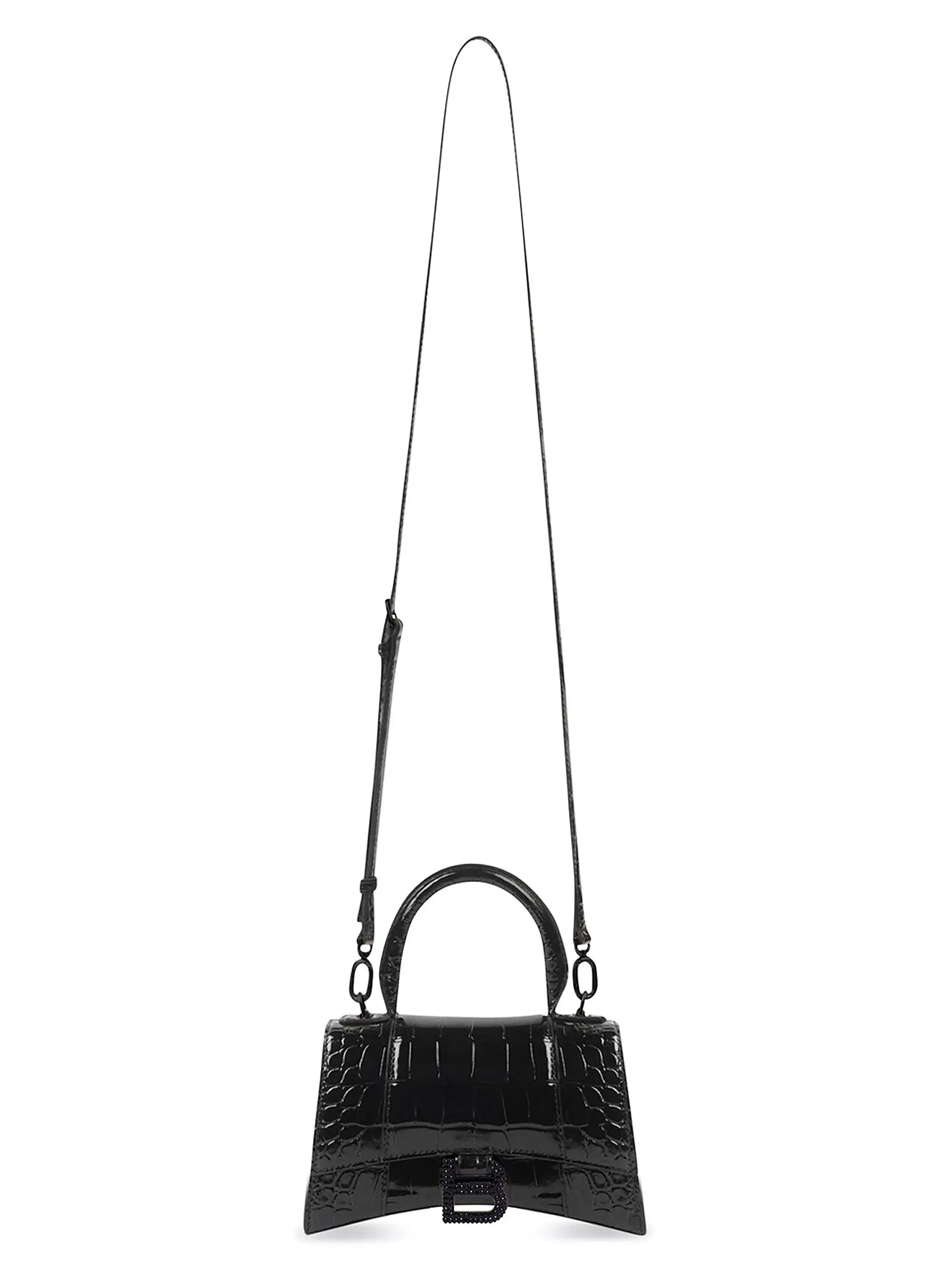 Balenciaga Hourglass XS Handbag Crocodile Embossed With Rhinestones